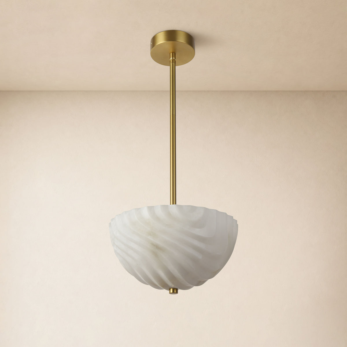 Nyrelle Resin Fluted Bowl Pendant Light 11.8"D