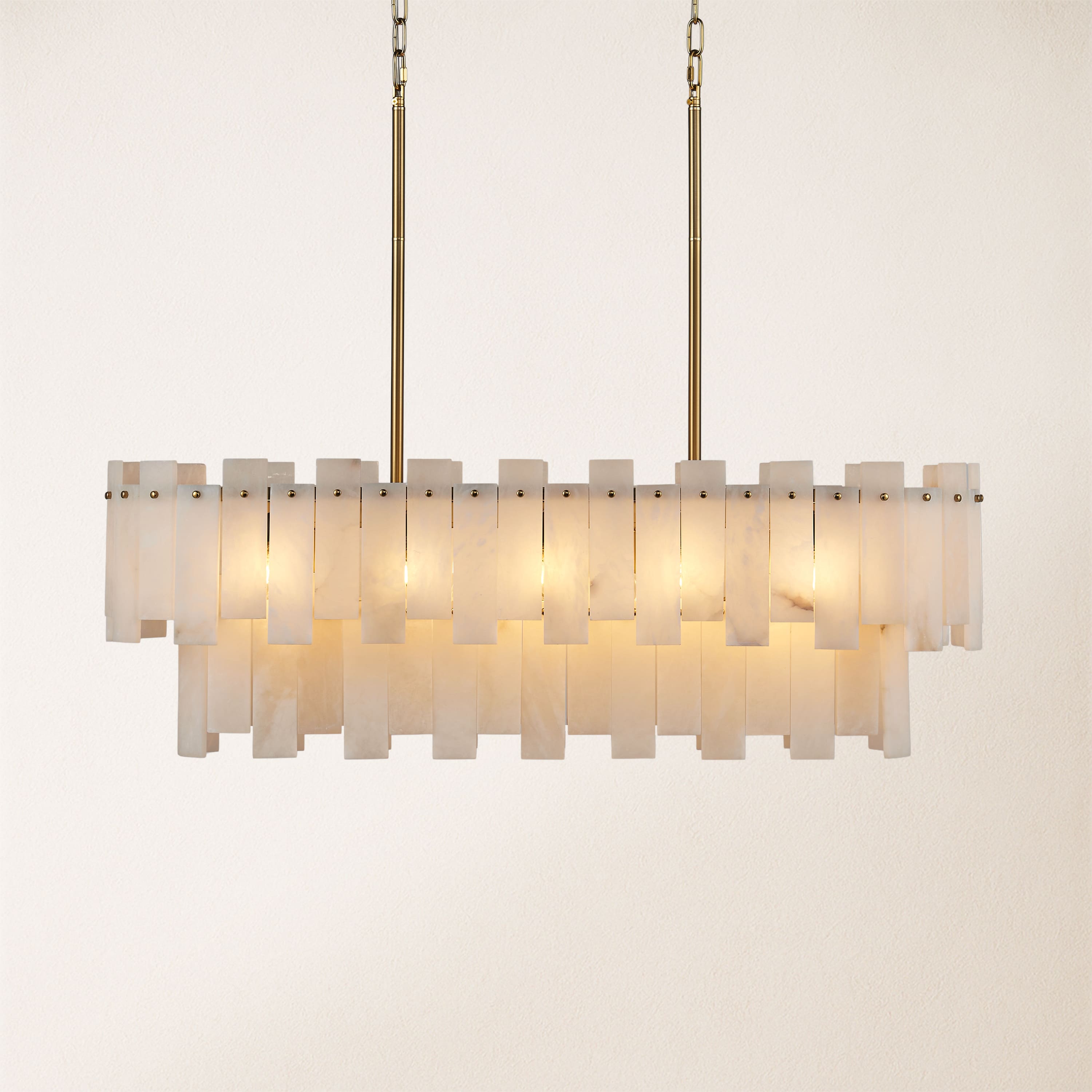 Nivislight Alabaster 2-Tier Rectangular Chandelier 40"D