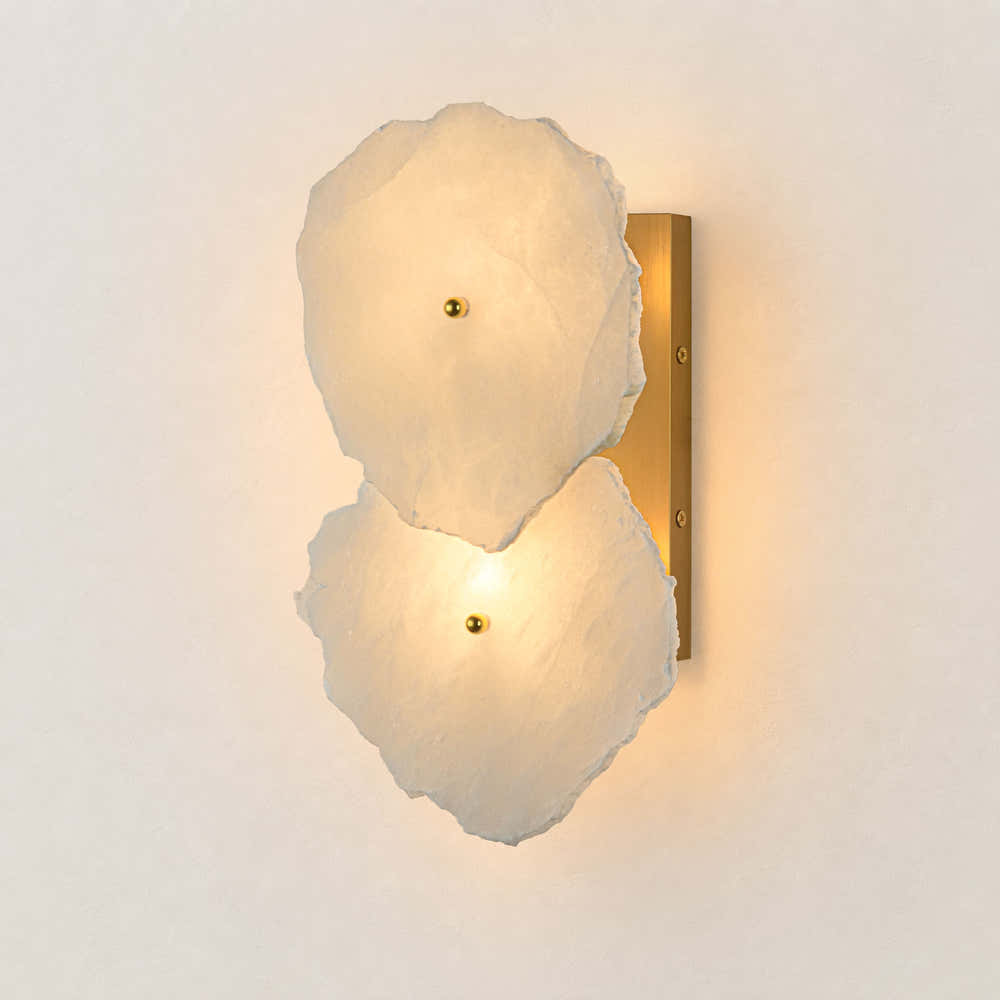 Moira Alabaster 2 Lights Wall Sconce#Finish_Gold