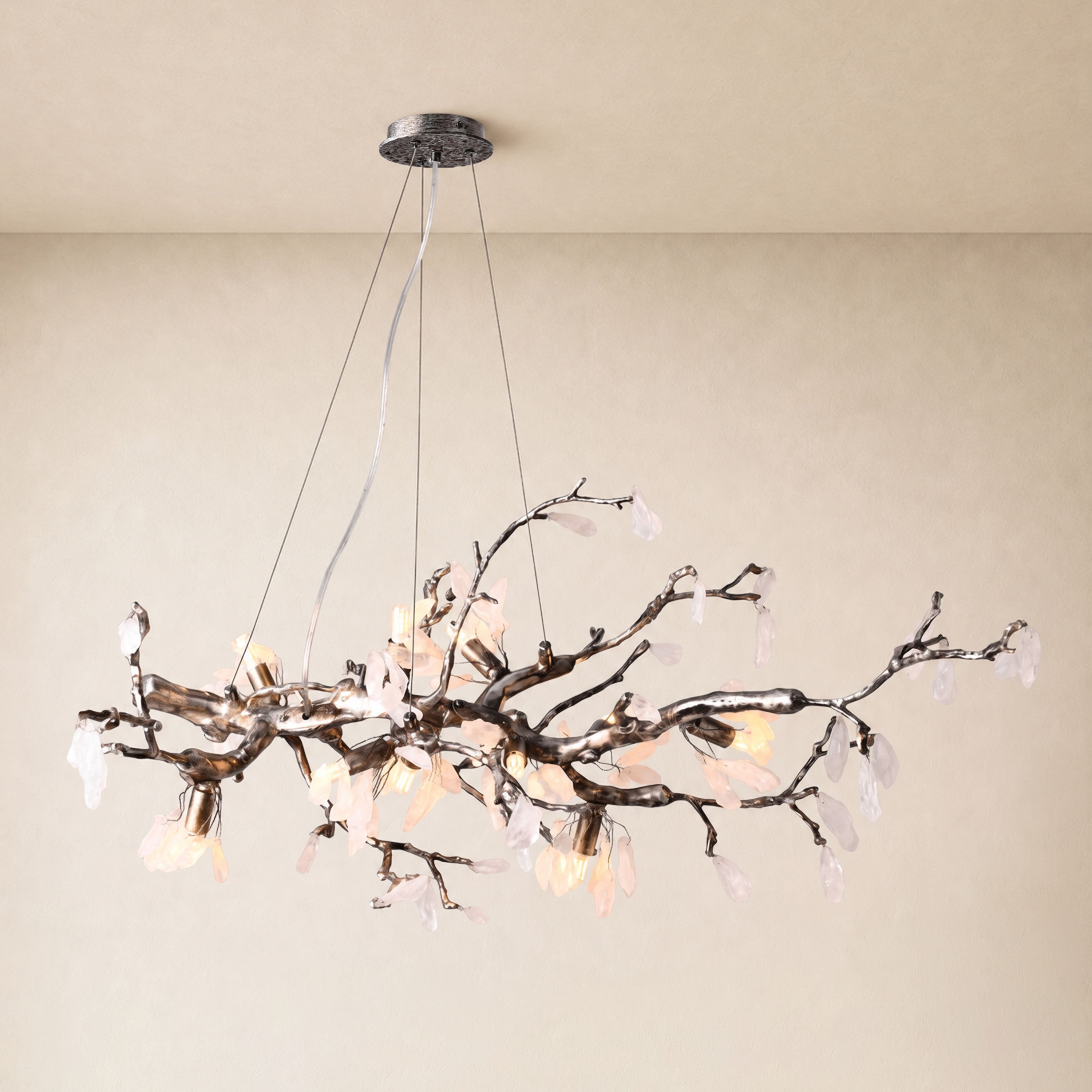 Arboris Rose Quartz Branch Chandelier 39.3"W