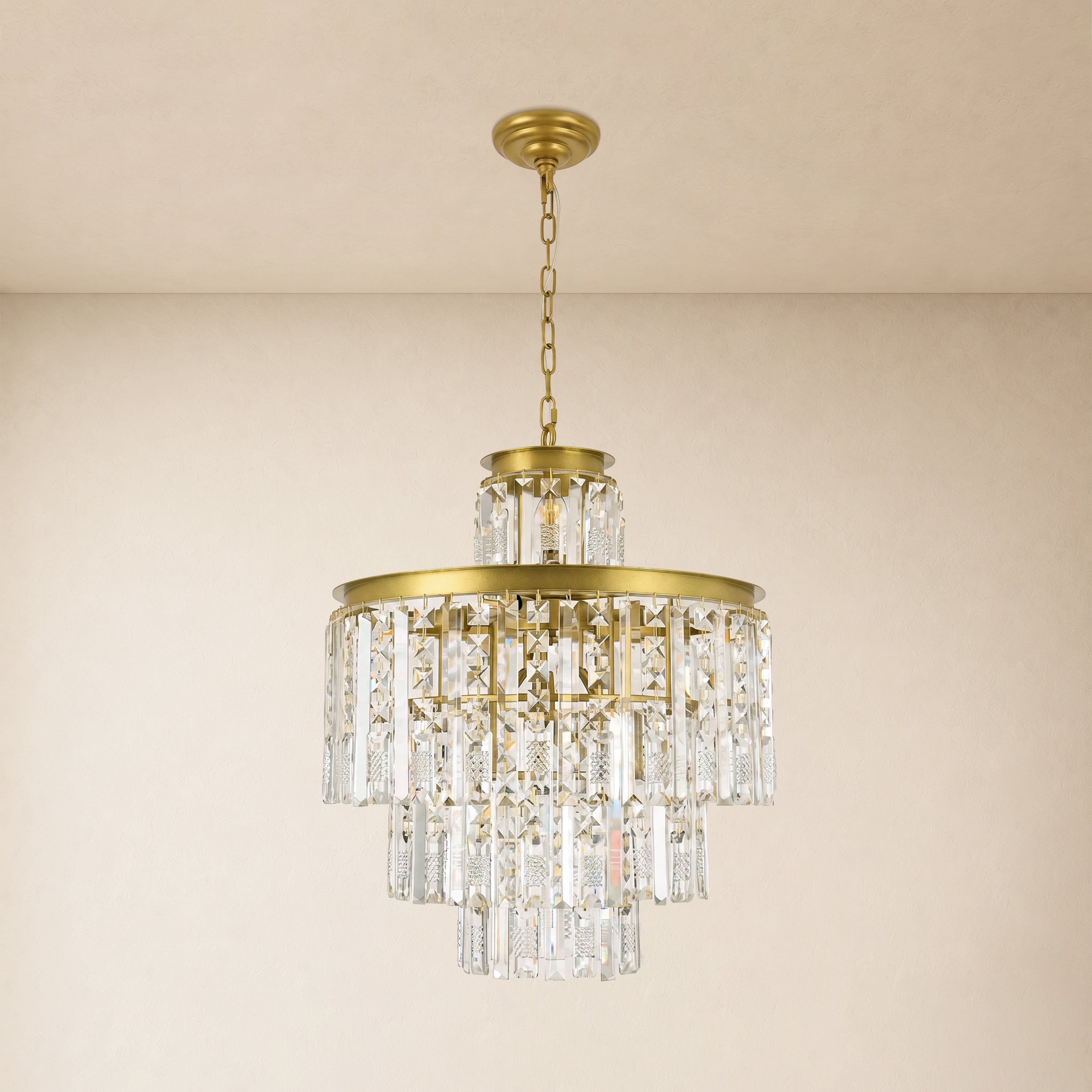 Lucentra Crystal Tiered Round Pendant 20"D