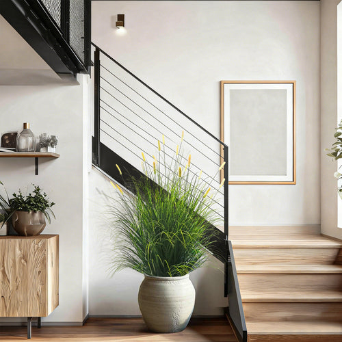 Artificial 28-Head Short Pine Grass with Curved-Straight Onion Grass Bonsai 55"H