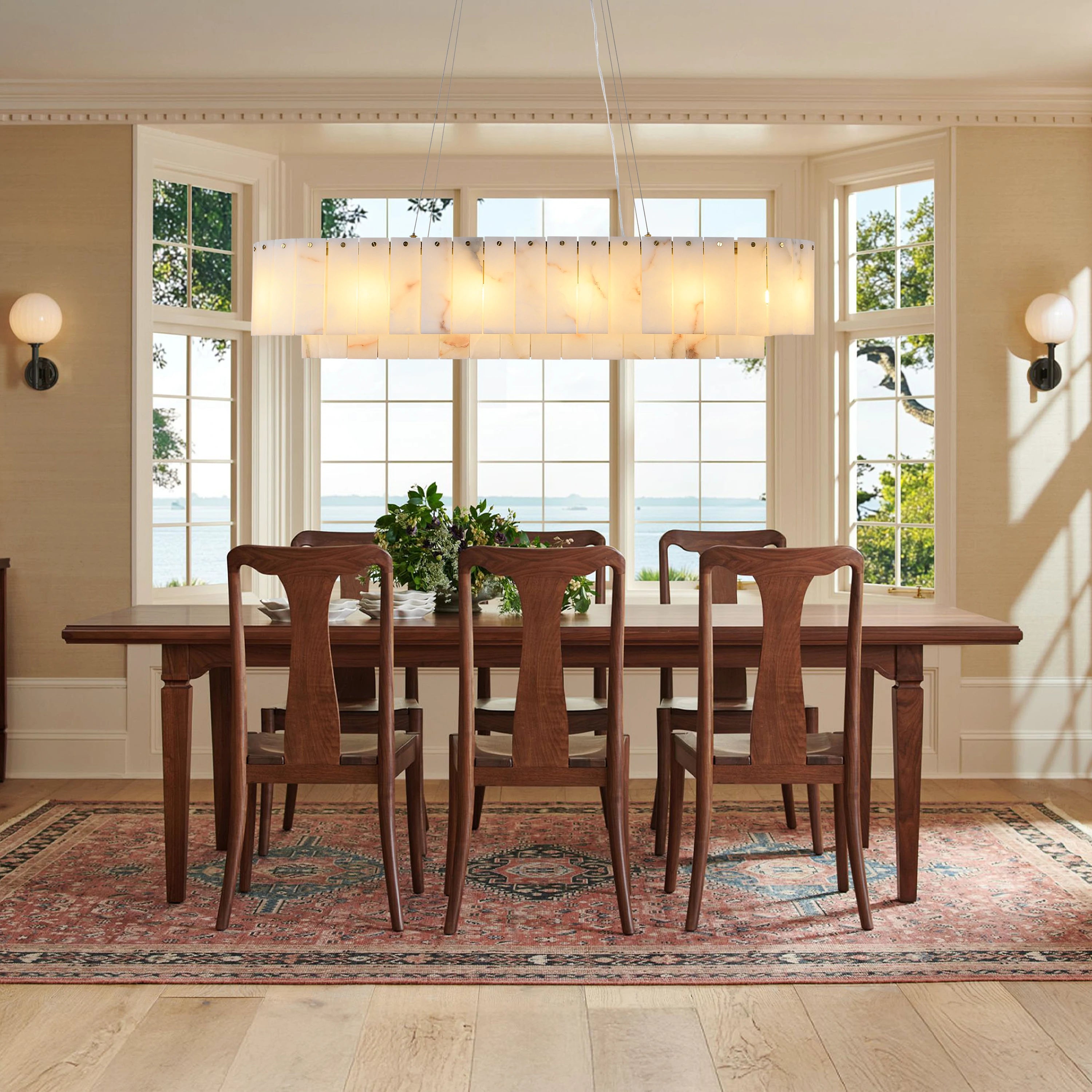 Sawyer Alabaster Oval Chandelier 40"