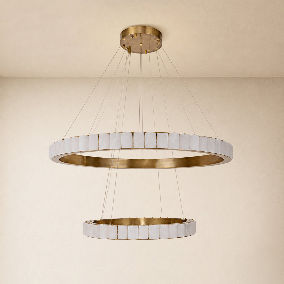 Celestine Alabaster 2-Tier Round Chandelier 40.1"D