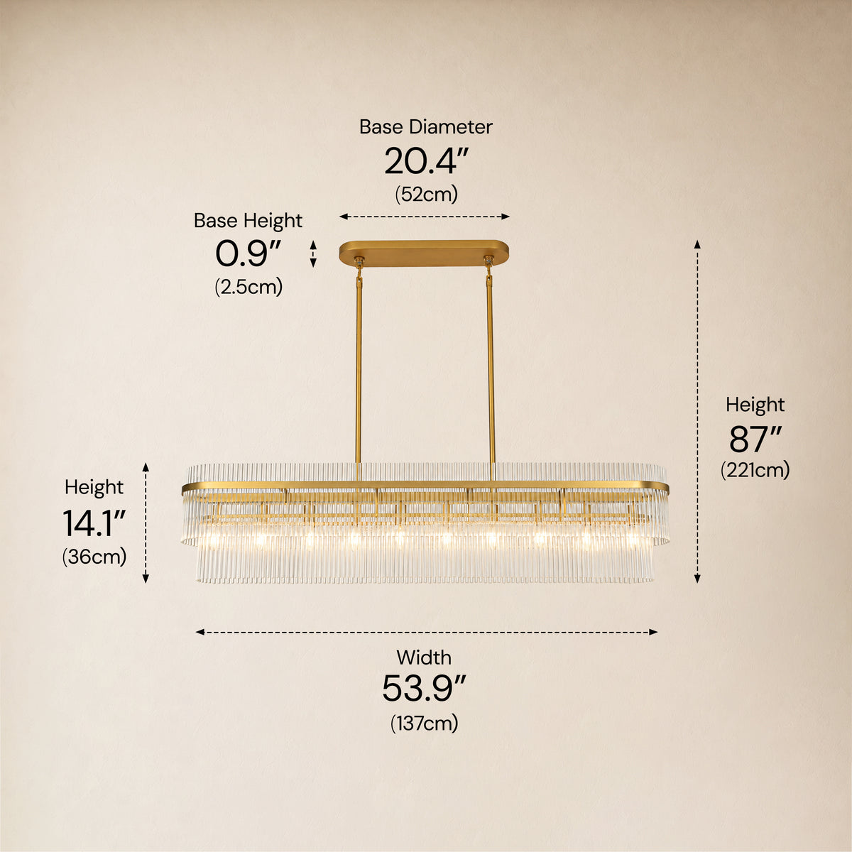 Virellune Glass Linear Chandelier 53.9"W