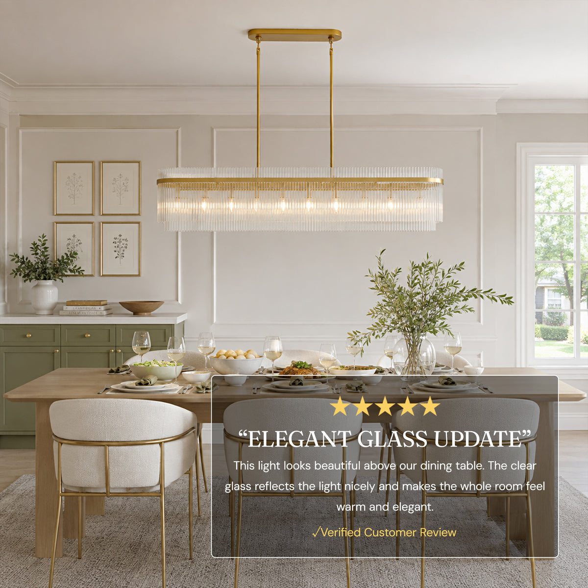 Virellune Glass Linear Chandelier 53.9"W