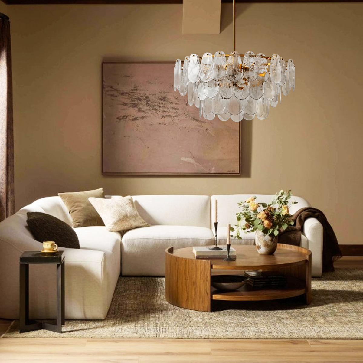 Elaris Glass Cloud Tiered Chandelier 32"D