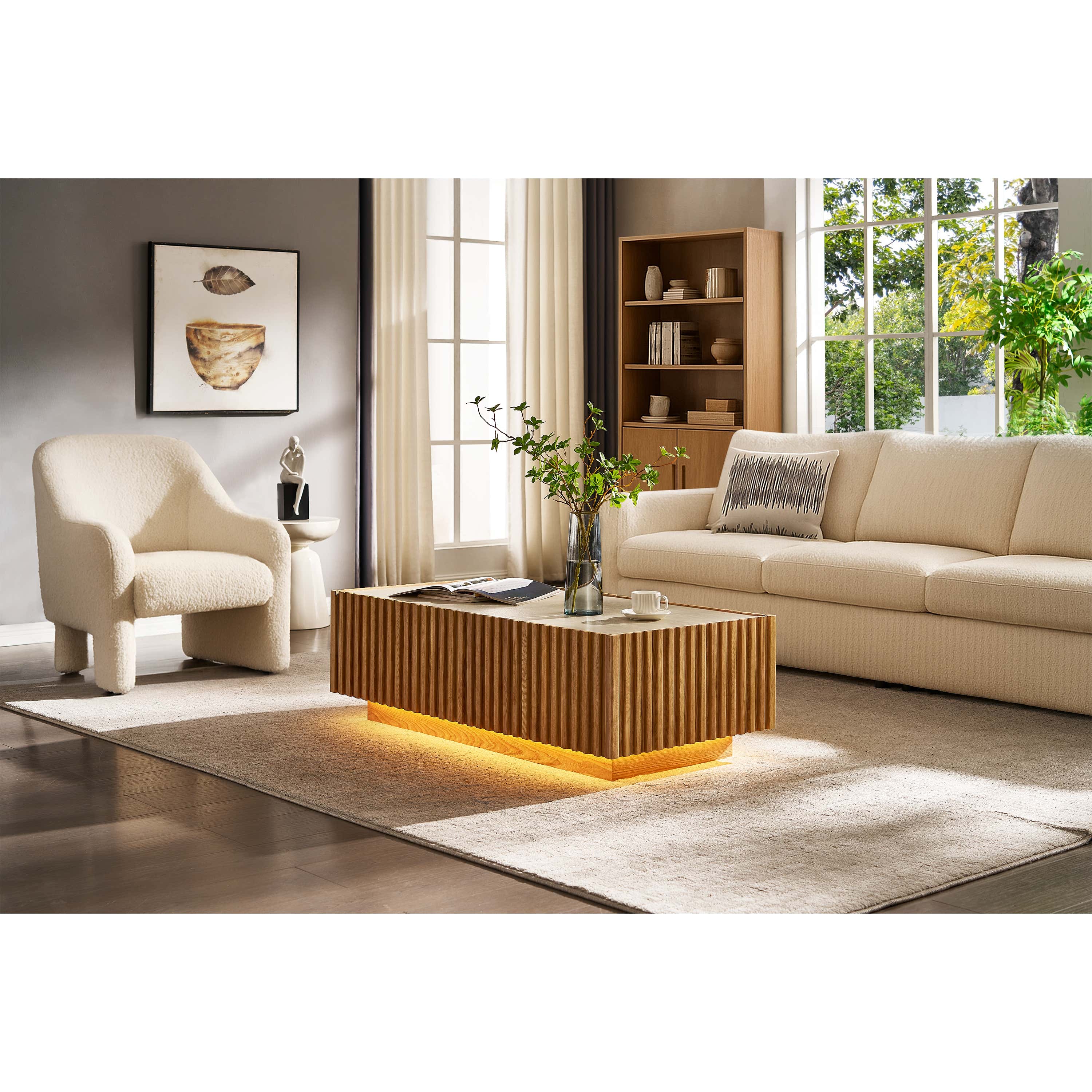 Isla Oak Sintered Stone Rectangle Coffee Table 47"