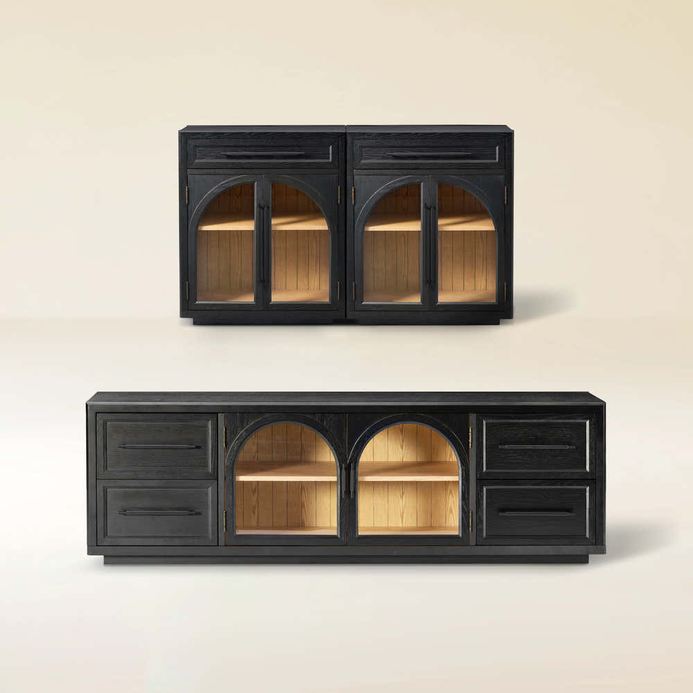 Alvar Oak Media Console and Sideboard Set