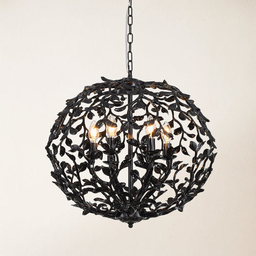 Elara Black Spherical Cage Chandelier 22"D