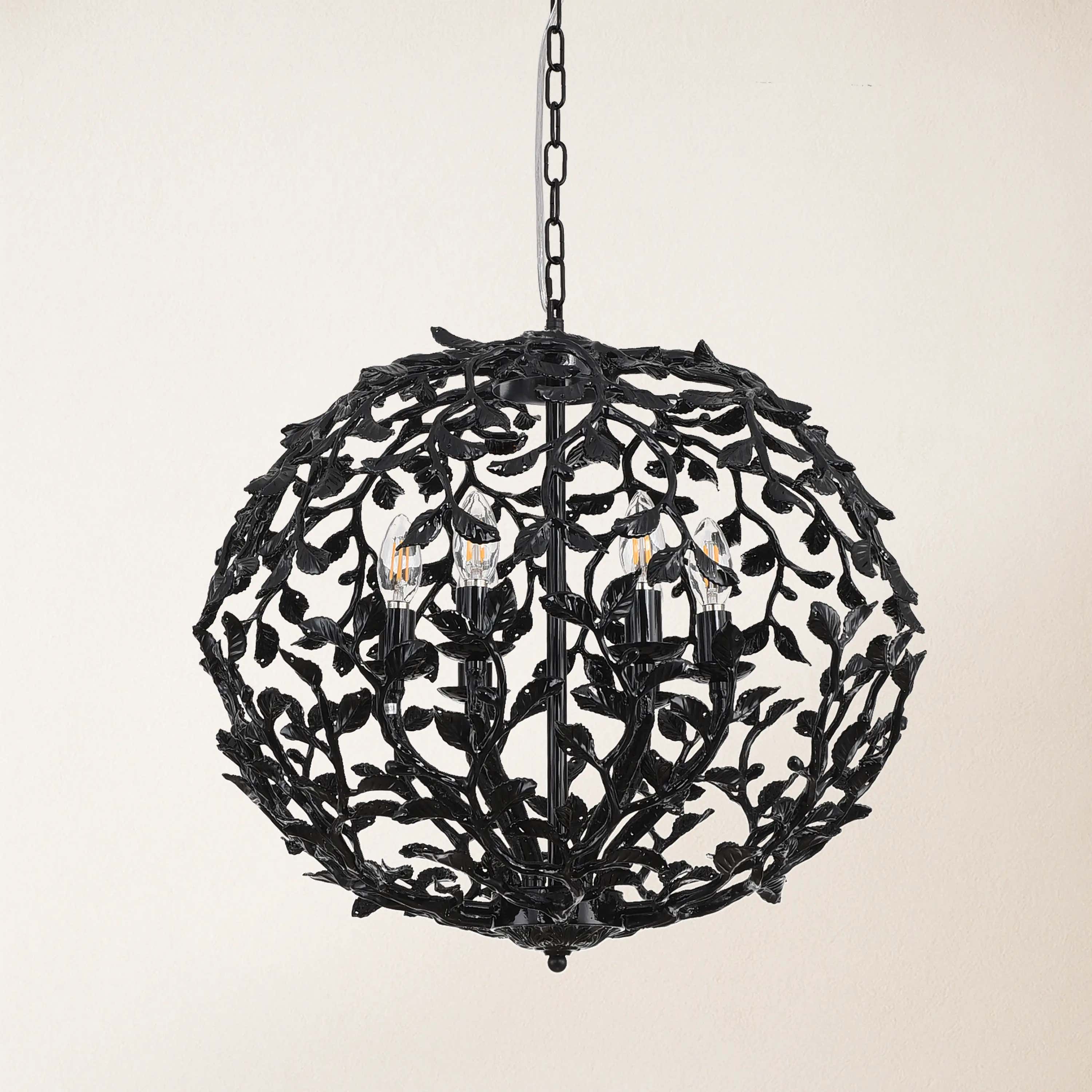 Elara Black Spherical Cage Chandelier 22"D