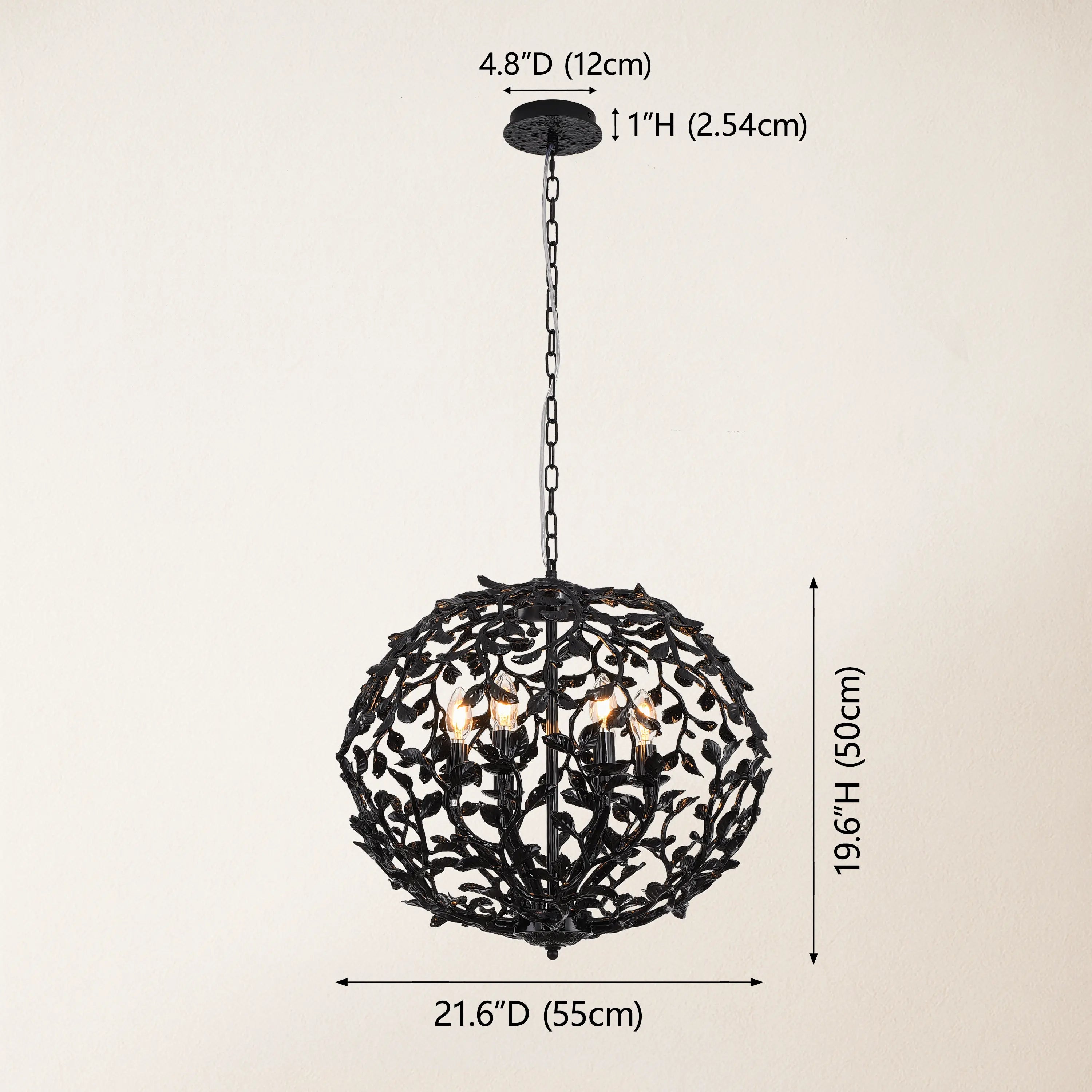 Elara Black Spherical Cage Chandelier 22"D
