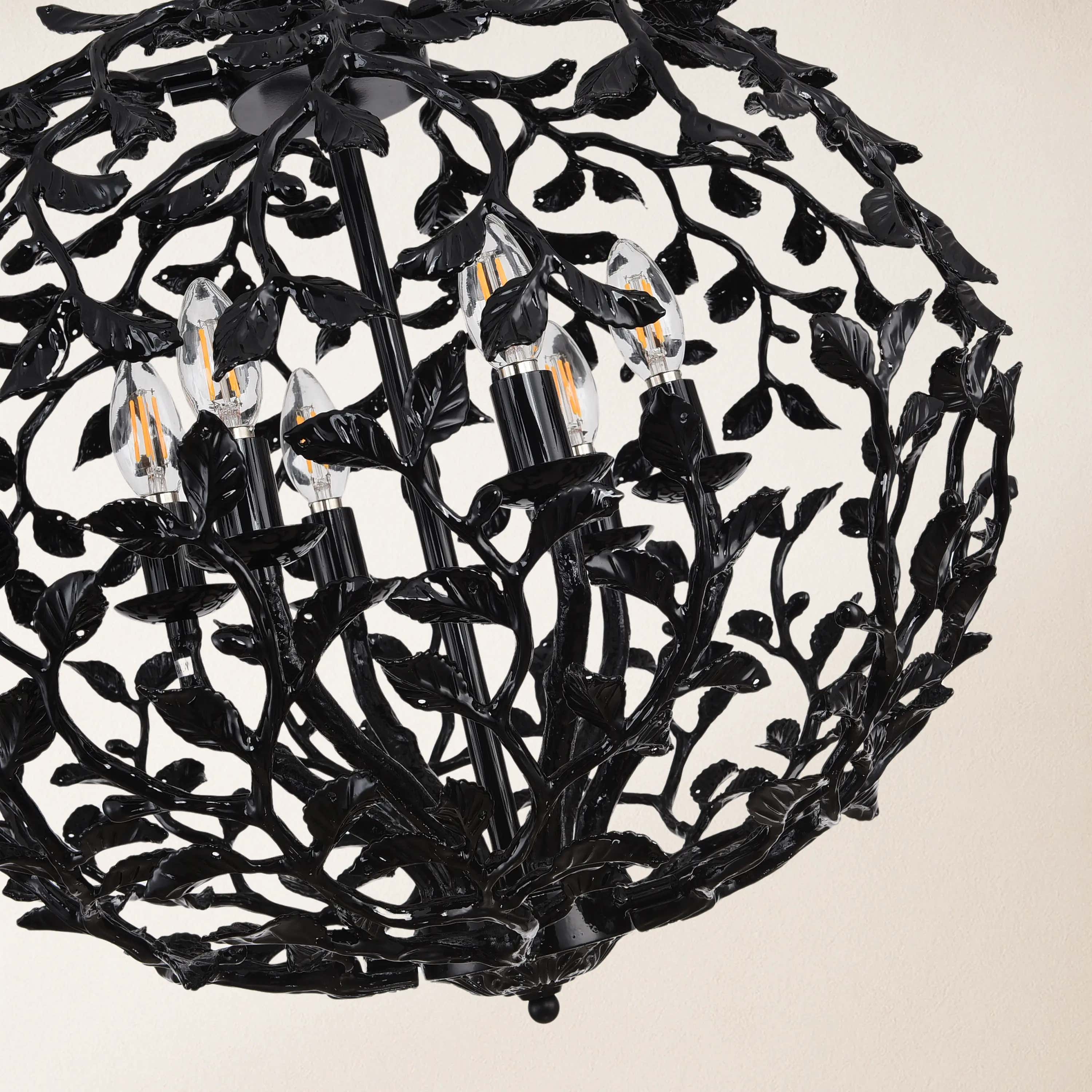 Elara Black Spherical Cage Chandelier 22"D