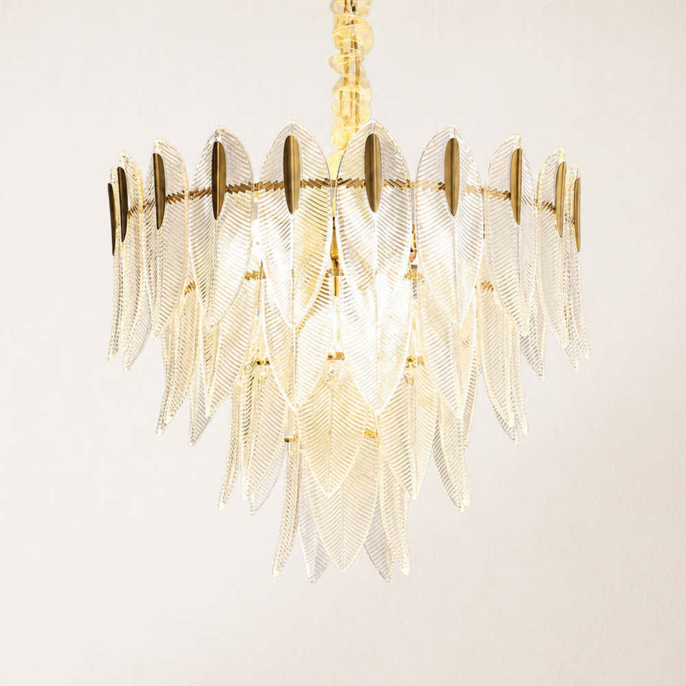 Marilyn Glass Feathers Round Chandelier