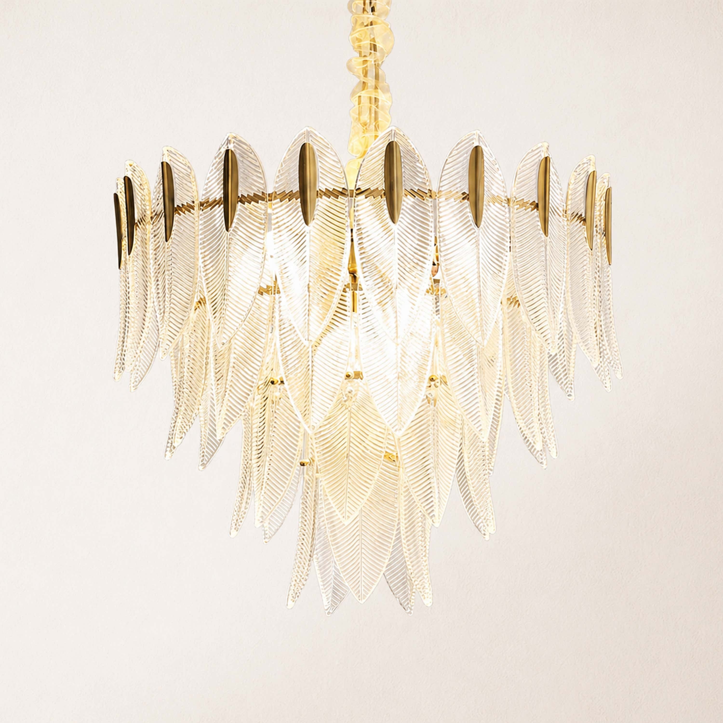 Marilyn Glass Feathers Round Chandelier
