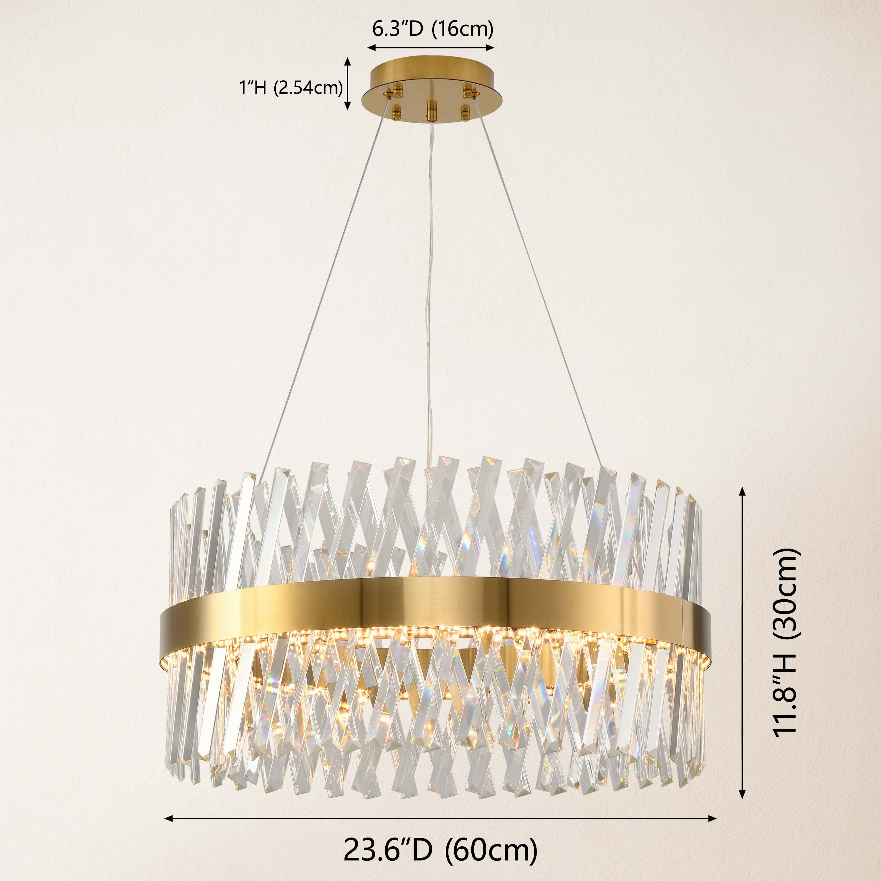 Vetro Prism Crystal Round Chandelier 24"D