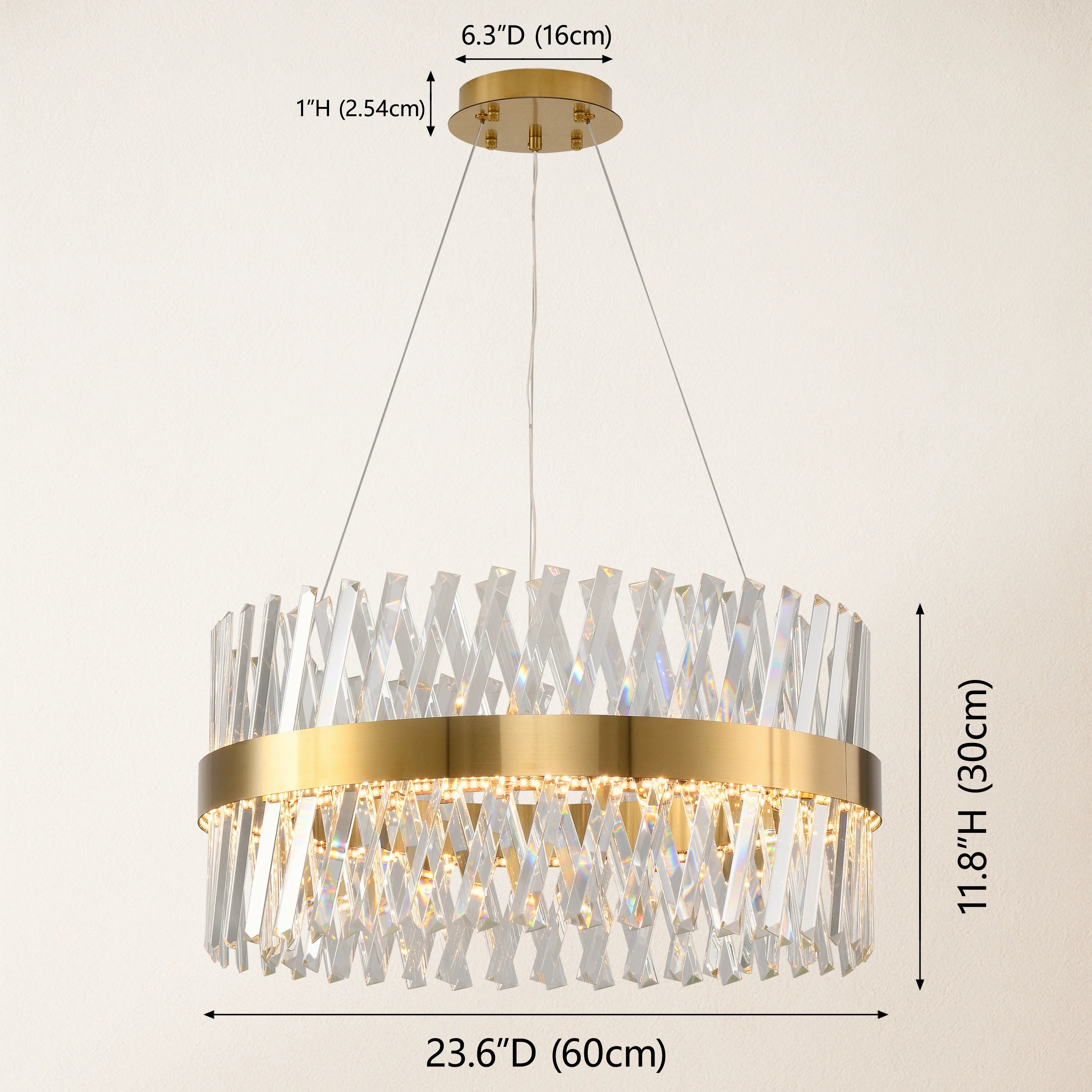 Vetro Prism Crystal Round Chandelier 23.6"D