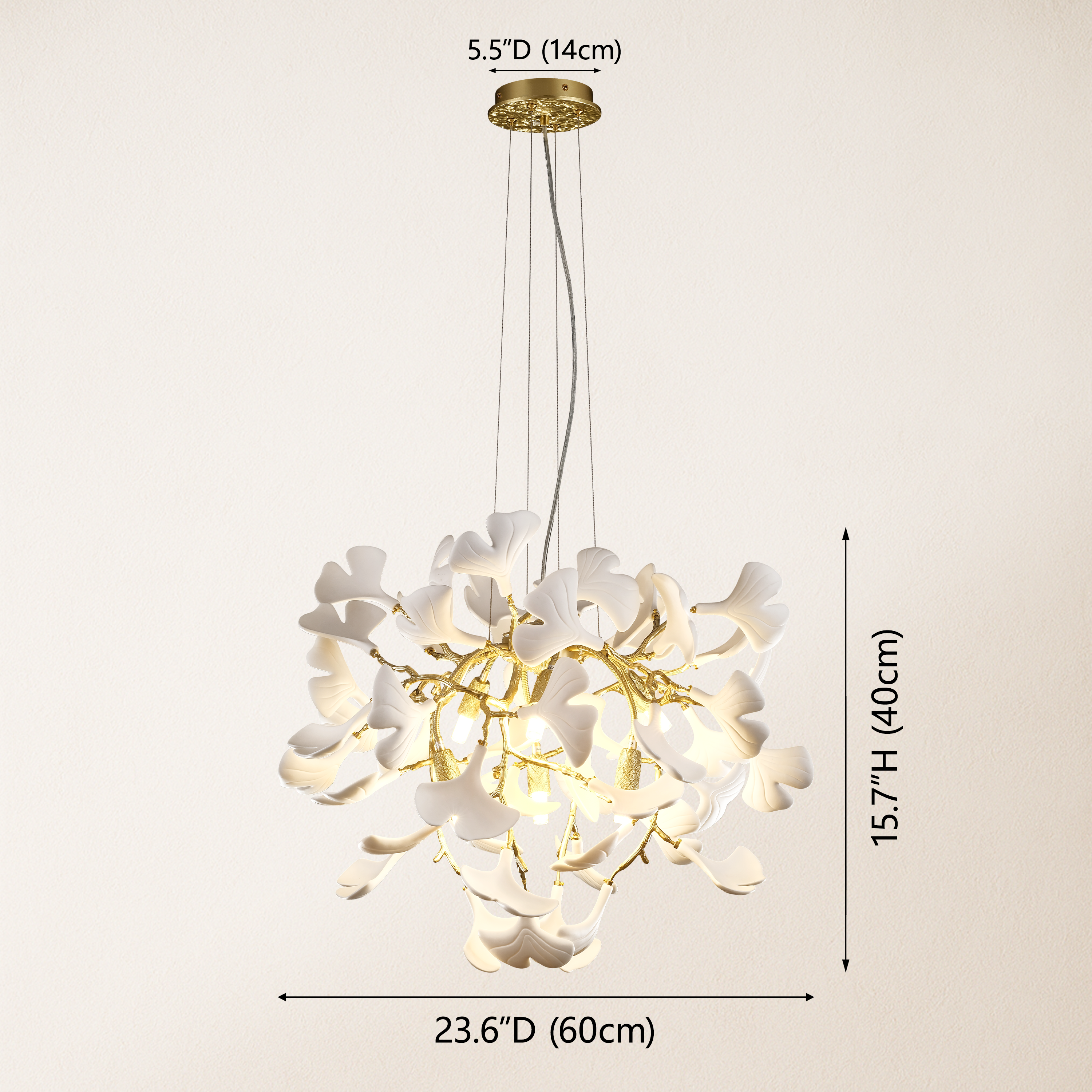 Twilight Branches Ceramic Glow Round Chandelier 23.6"D