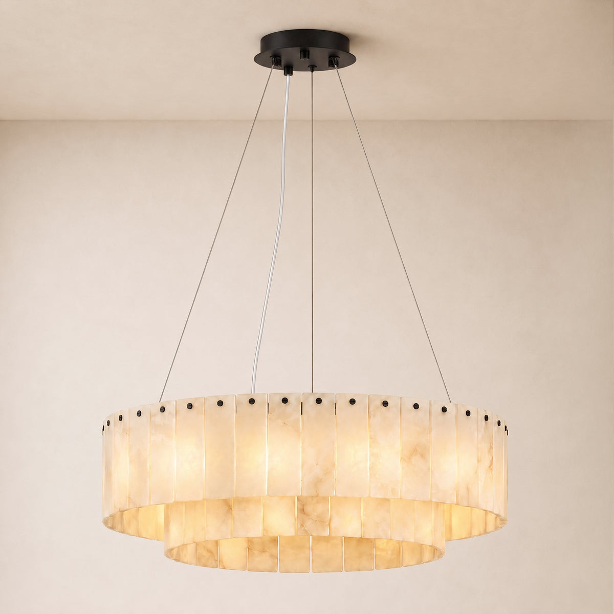 Sawyer Alabaster Custom Round Chandelier 24" 48"D