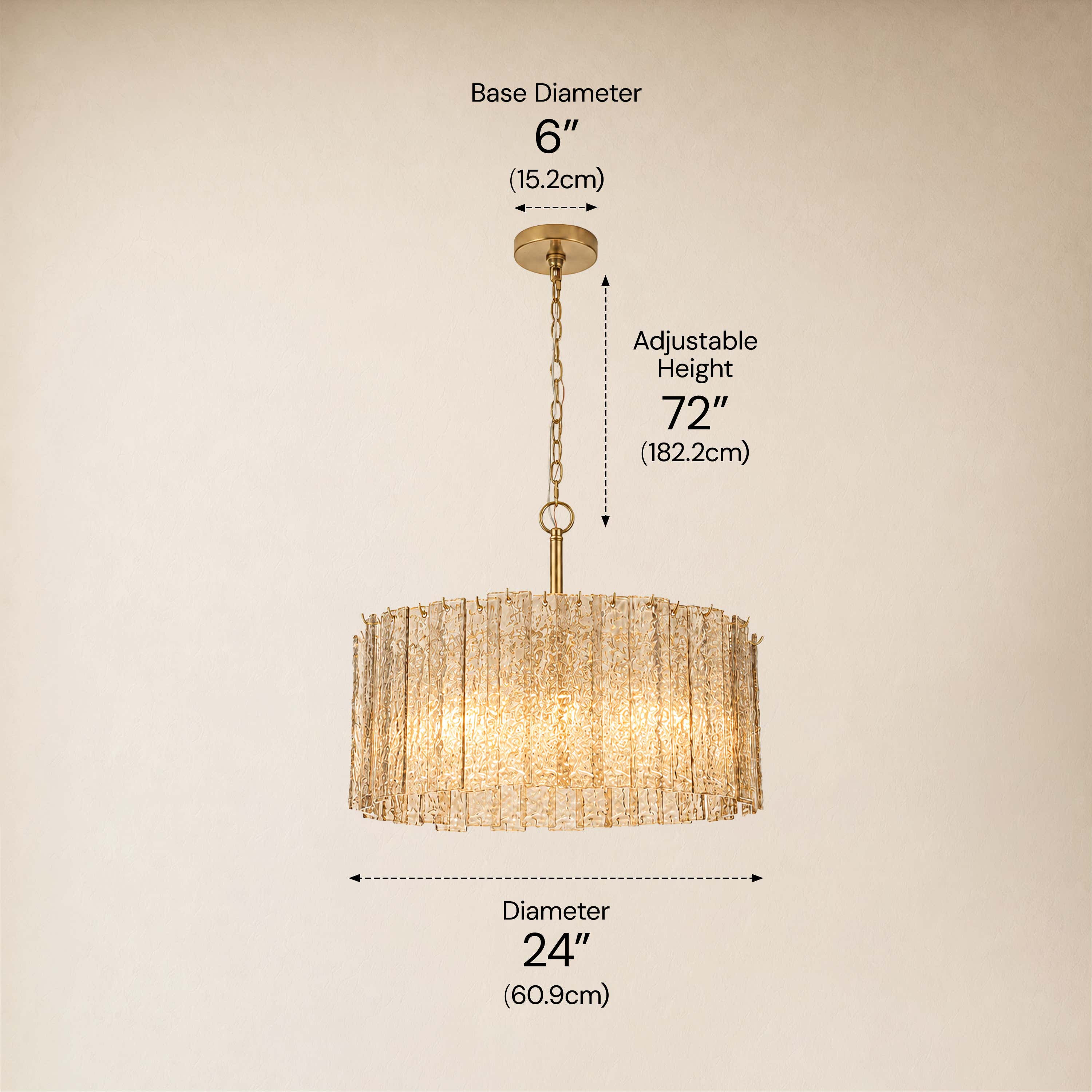 Tavelle Textured Glass Round Chandelier 24" 30"D
