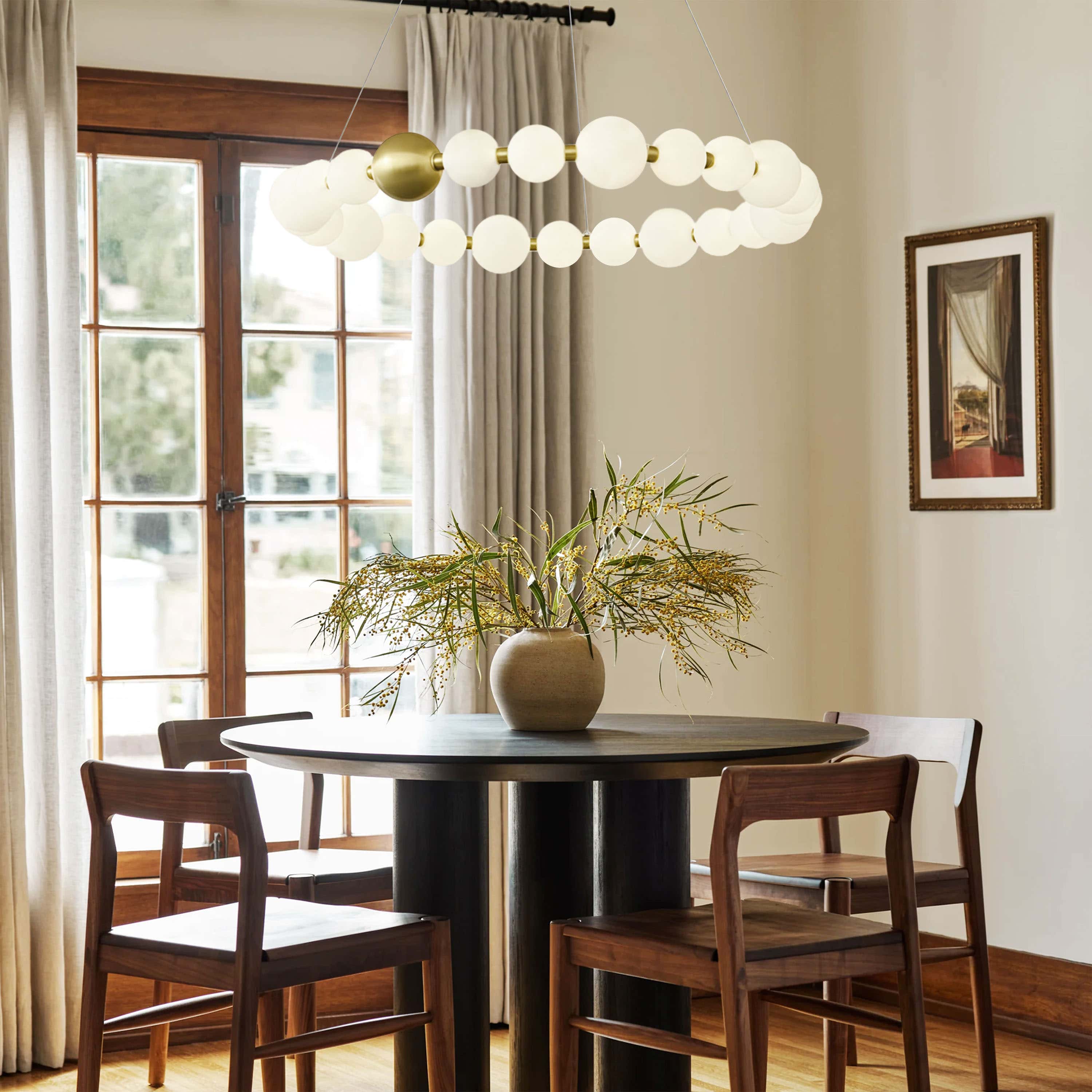 Velora Pearl Bead Round Chandelier 24"D