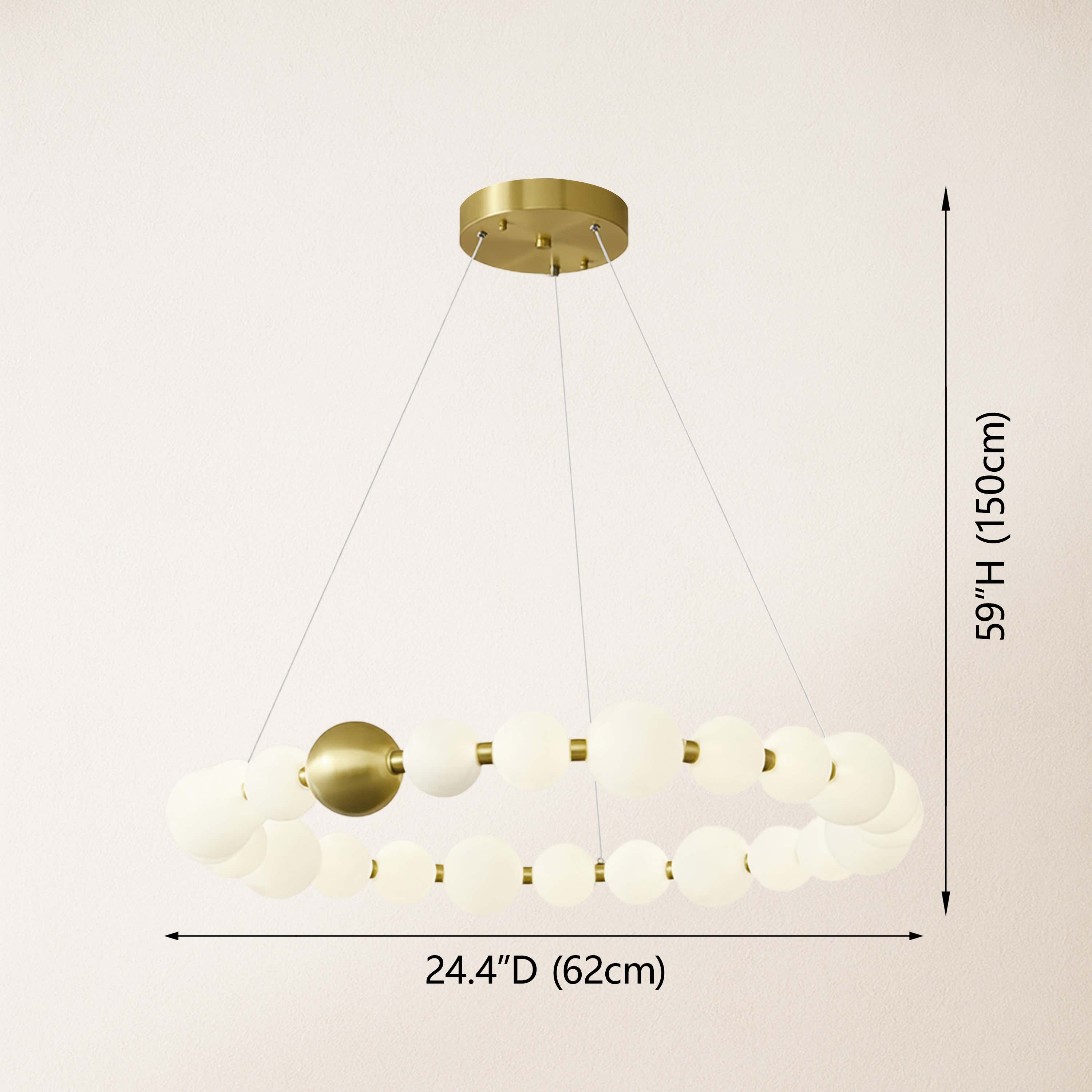 Velora Pearl Bead Round Chandelier 24"D