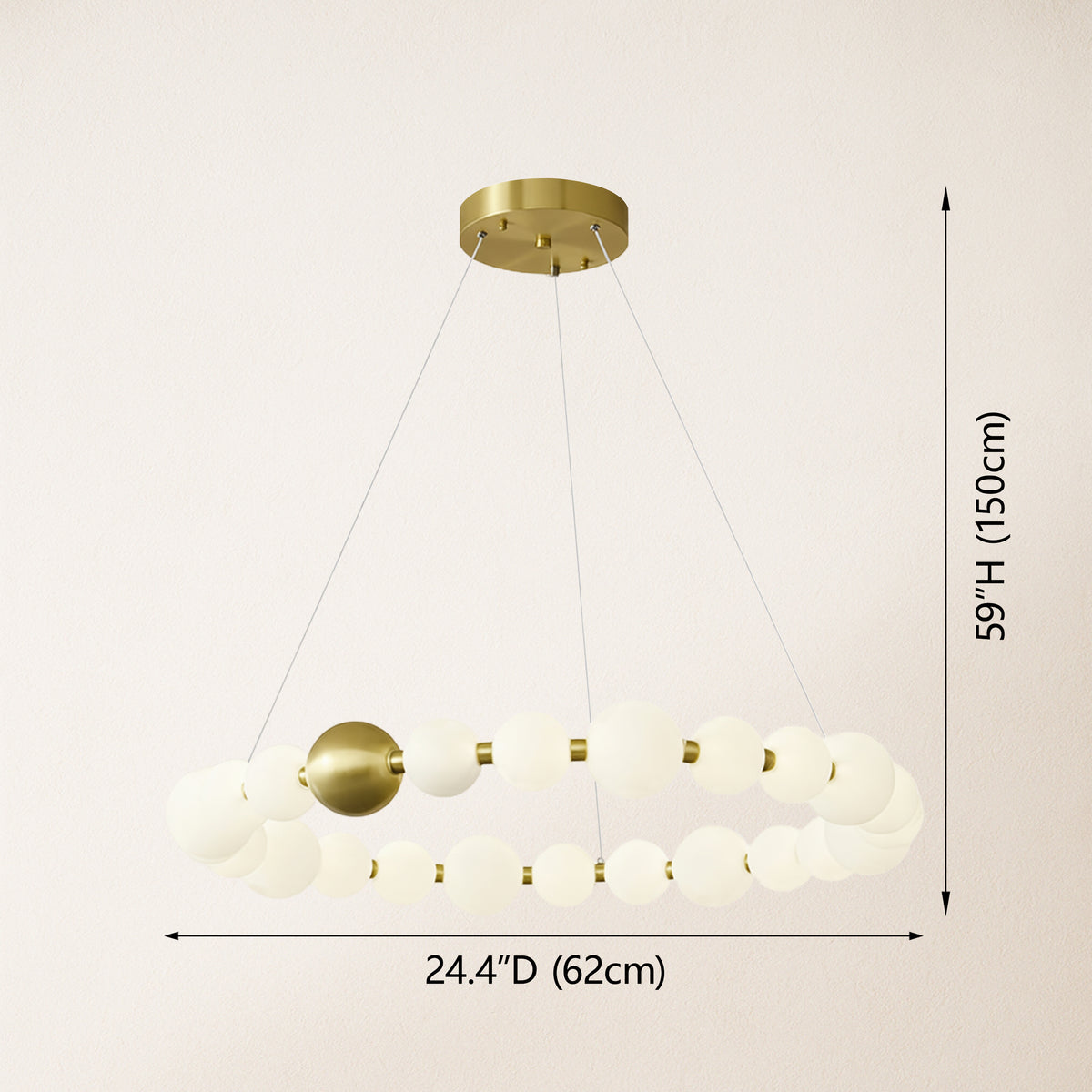 Velora Pearl Bead Round Chandelier 24"D