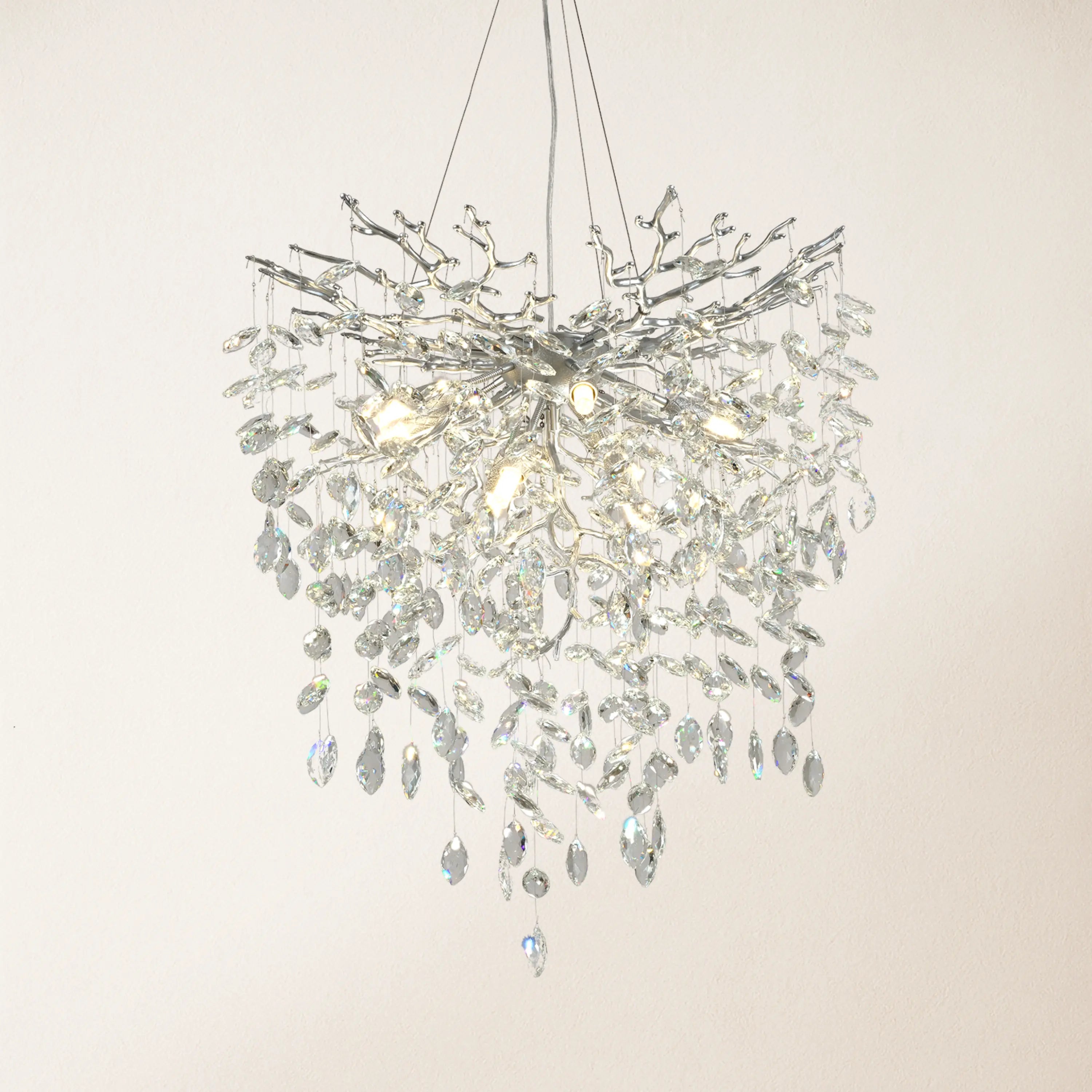 Frostleaf Crystal Grand Cascade Branches Chandelier 24"