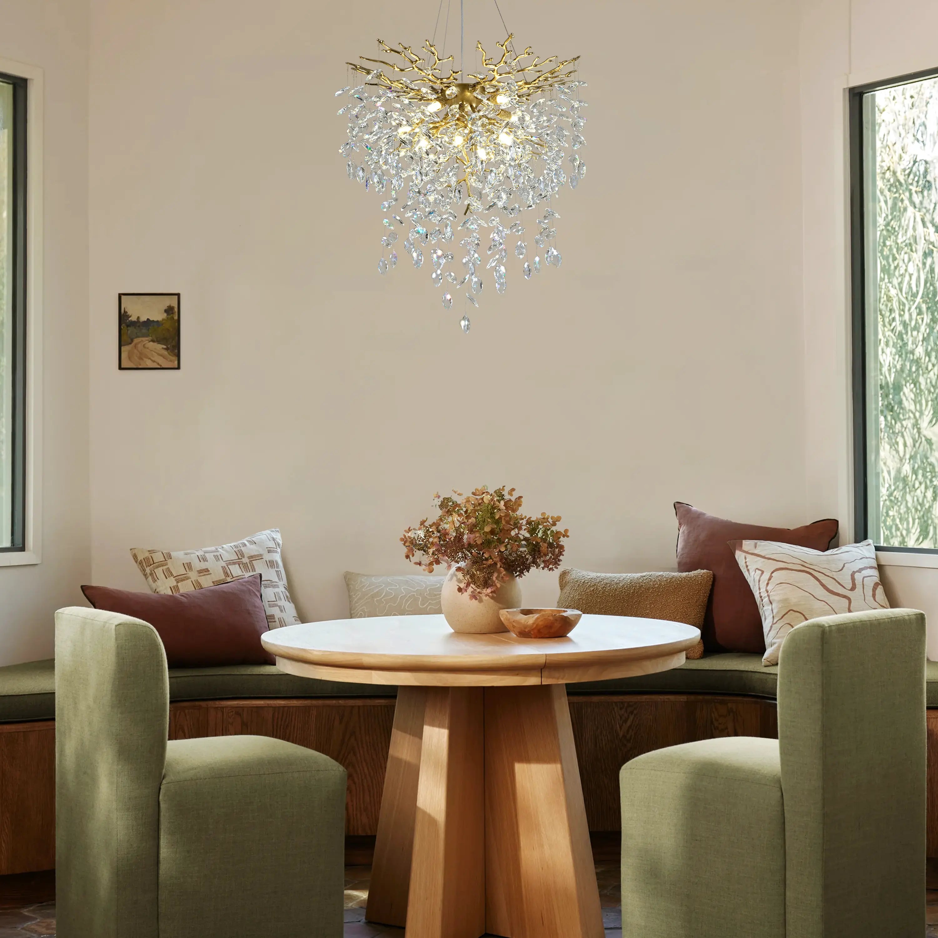 Frostleaf Crystal Grand Cascade Branches Chandelier 24"