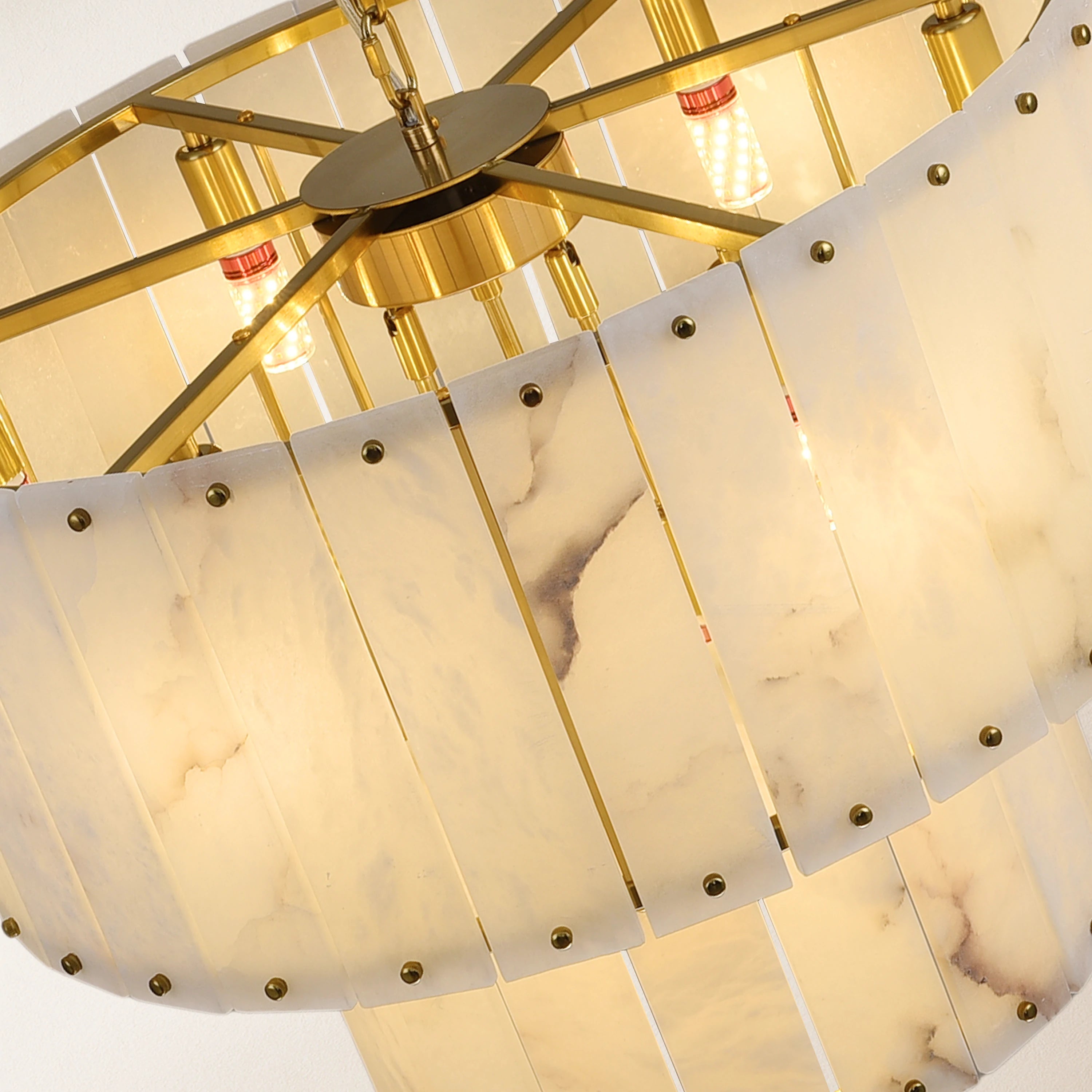 Nivislight Alabaster 2-Tier Round Chandelier 24"