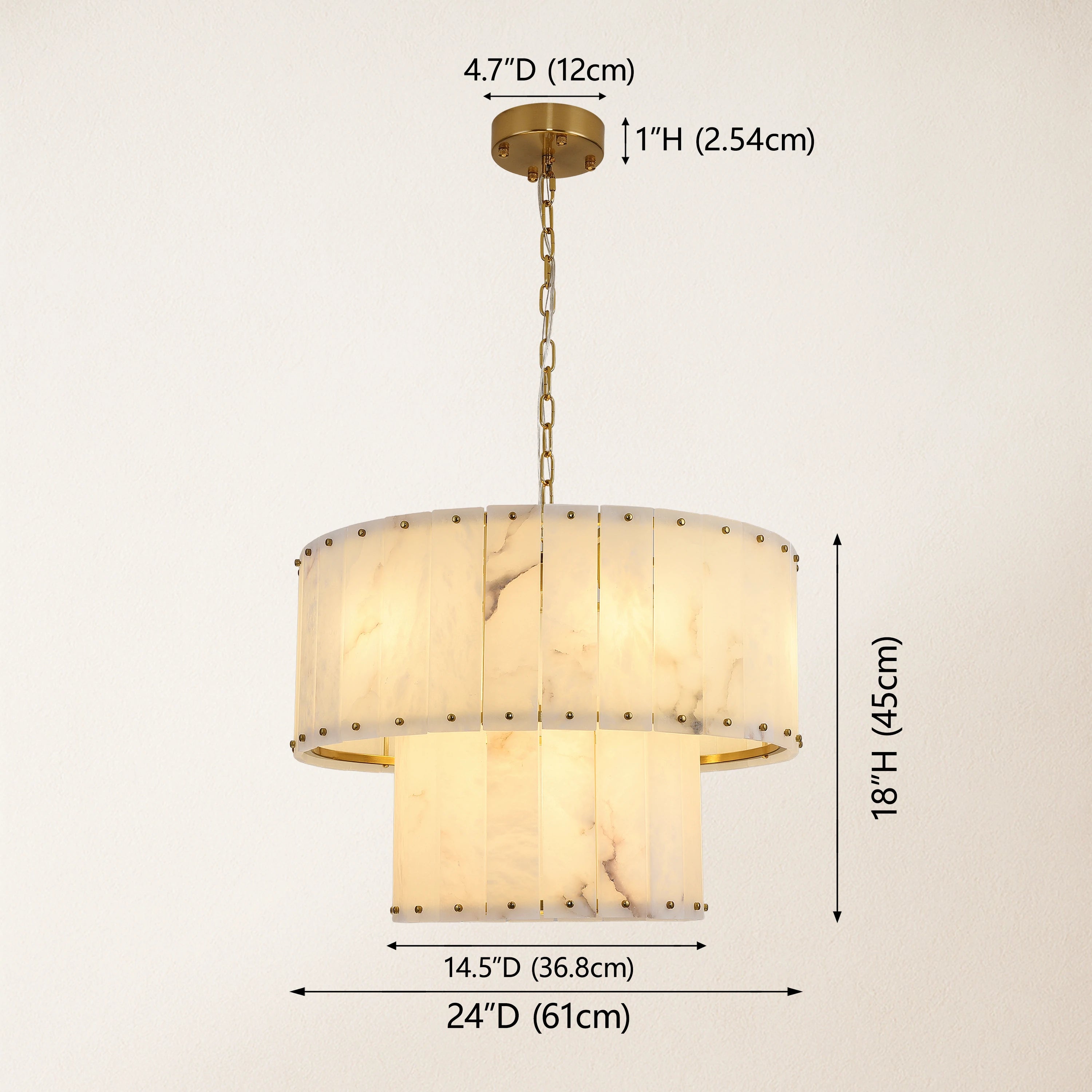 Nivislight Alabaster Round Chandelier 24"