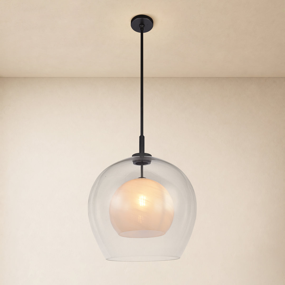 Maren Glass Globe Pendant 18"D