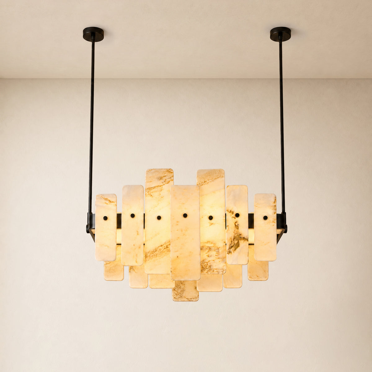 Pietra White Marble Panel Chandelier 27.5"W