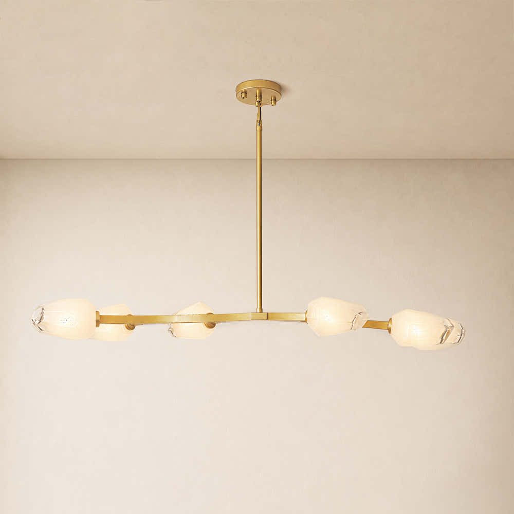 Solenne Cloud Glass Linear Chandelier 40"W#Finish_Gold