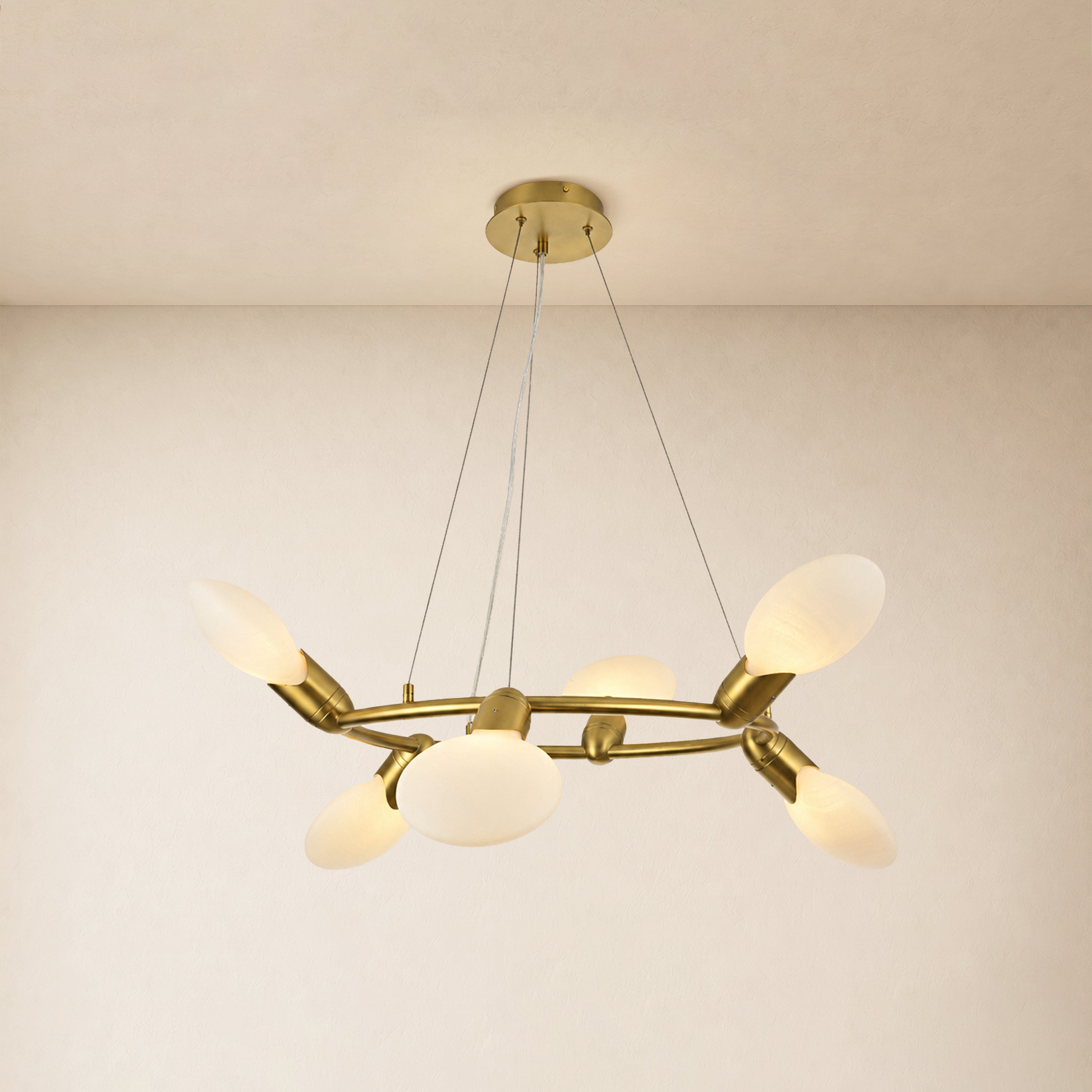 Calantha Petal Glass Round Chandelier 32"D#Finish_Gold
