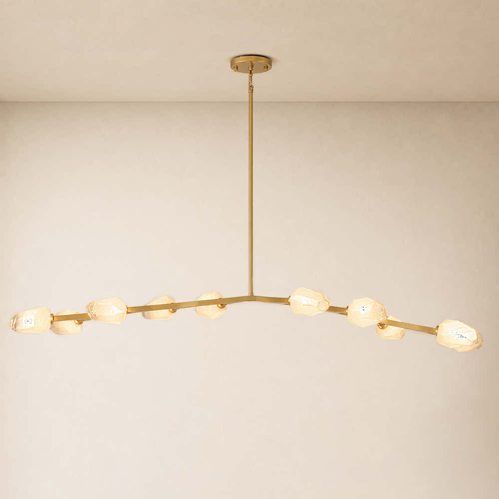 Solenne Cloud Glass Linear Chandelier 70"W#Finish_Gold