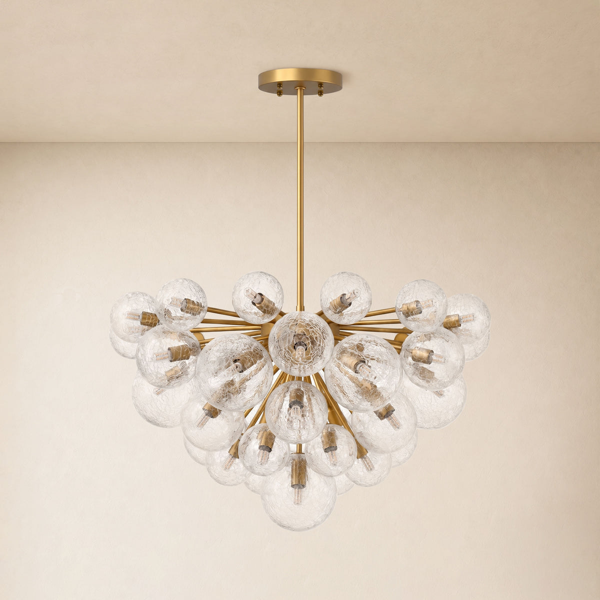 Elowen Crackled Glass Cluster Round Chandelier 24" 35"D