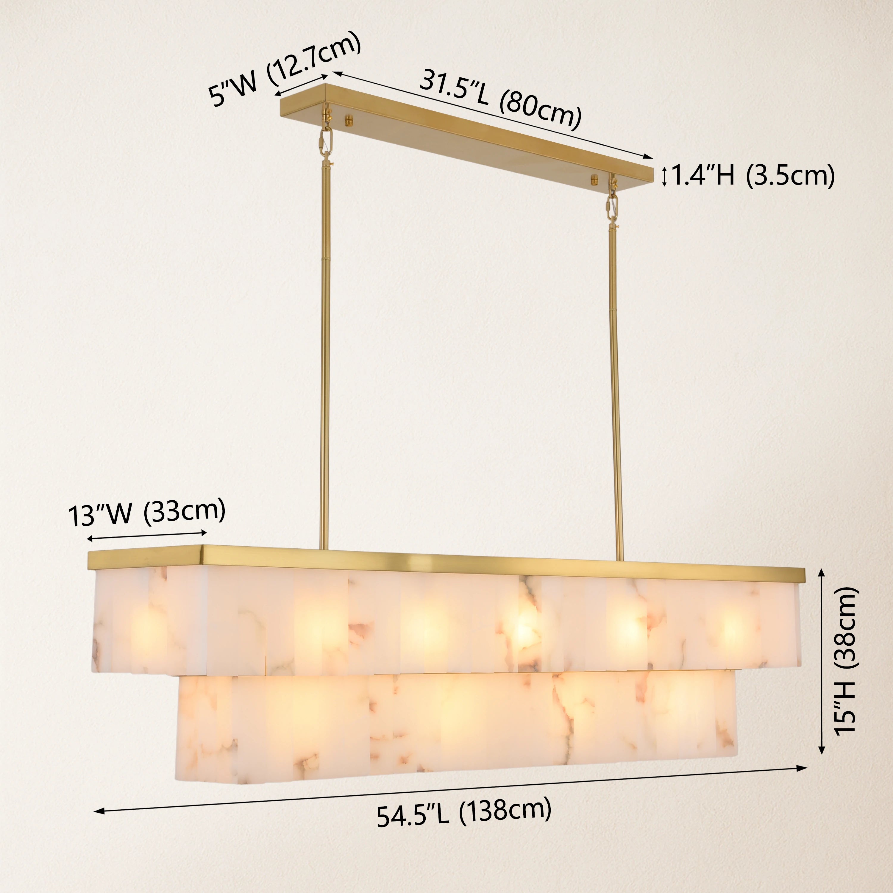 Solmare Alabaster Rectangular Chandelier 55"W