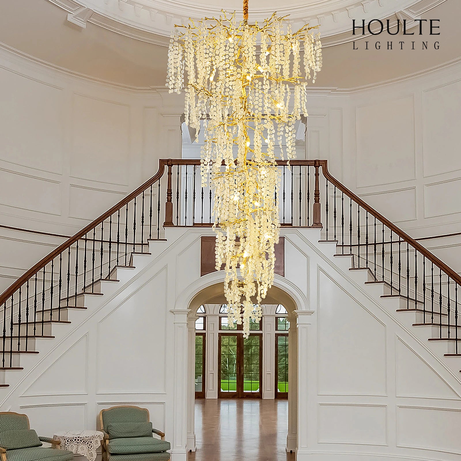 Shiro Noda Crystal Tree Branch Round Chandelier 95"