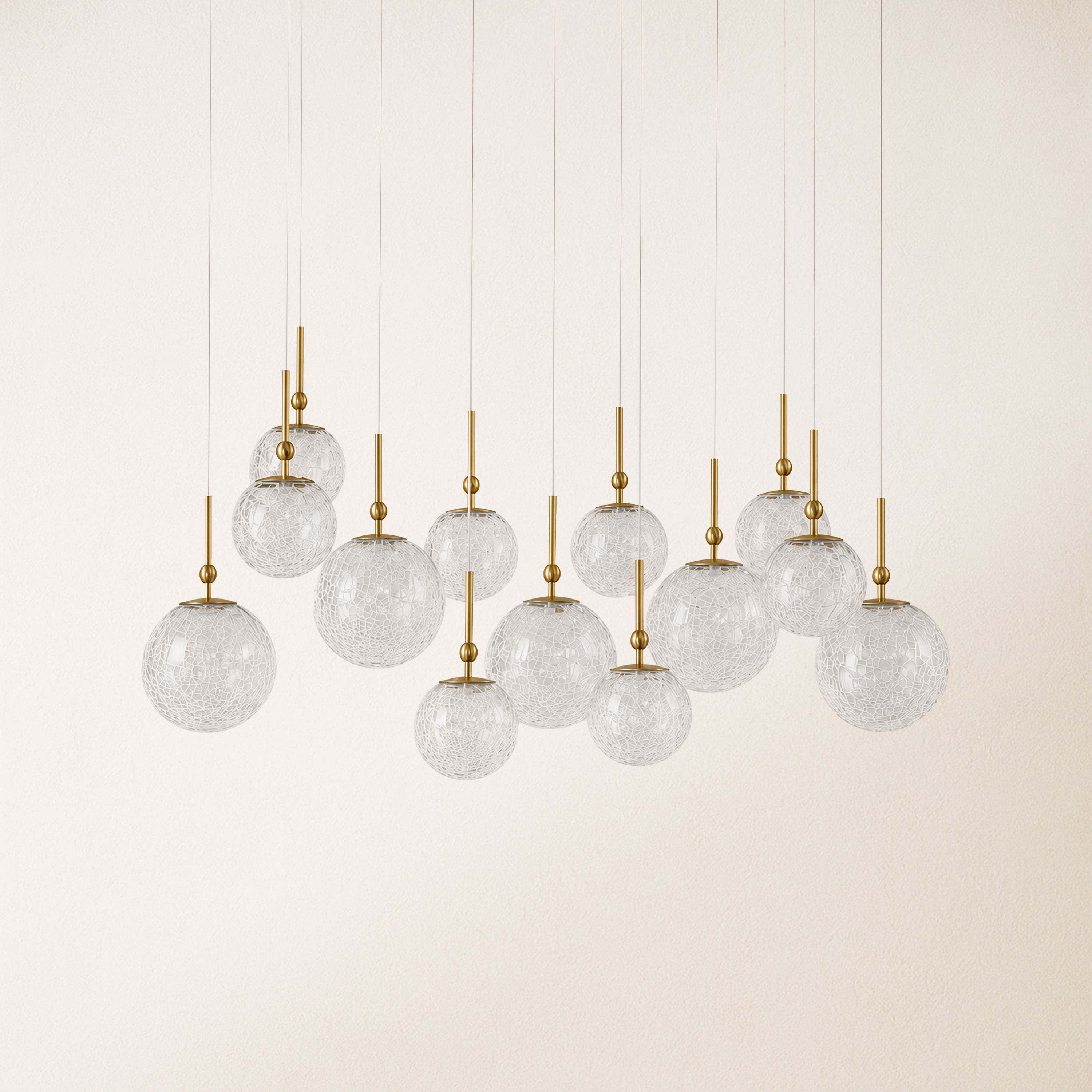 Elowen Crackled Glass Cluster Rectangular Chandelier