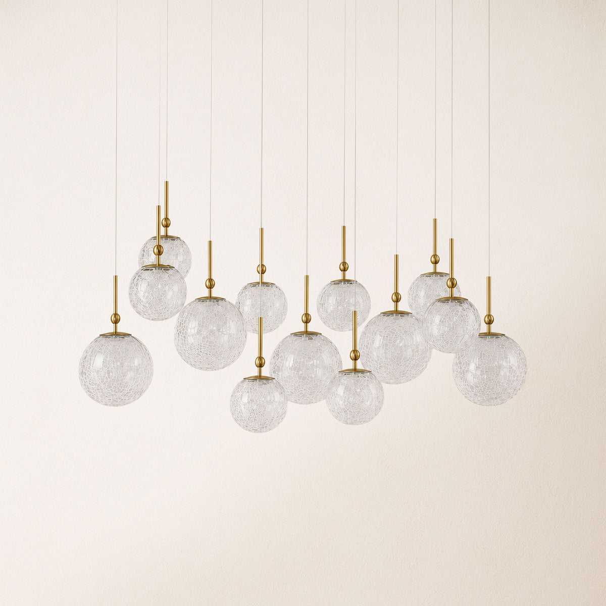 Elowen Crackled Glass Cluster Rectangular Chandelier