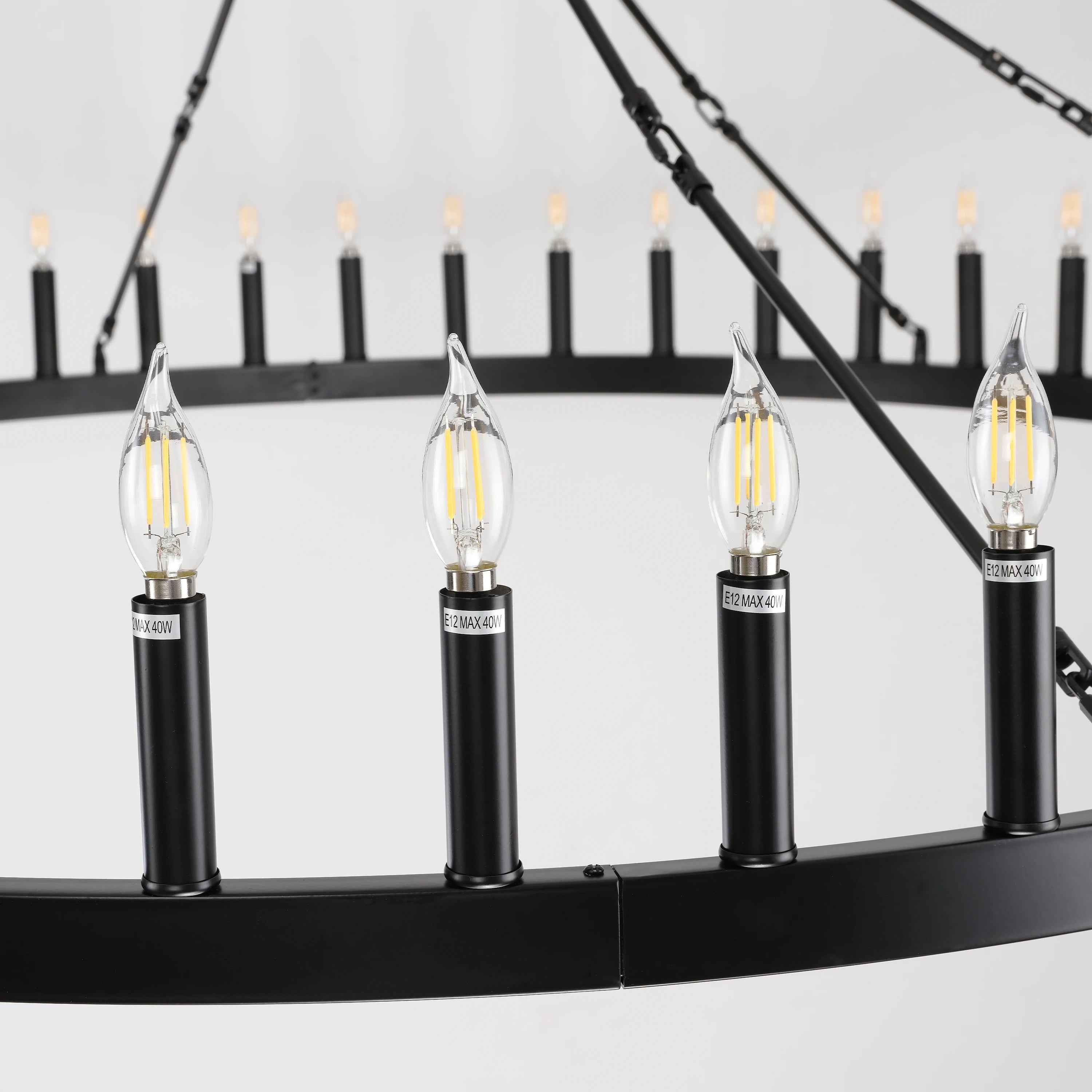 Wagon Wheel Candle Round Chandelier 64"