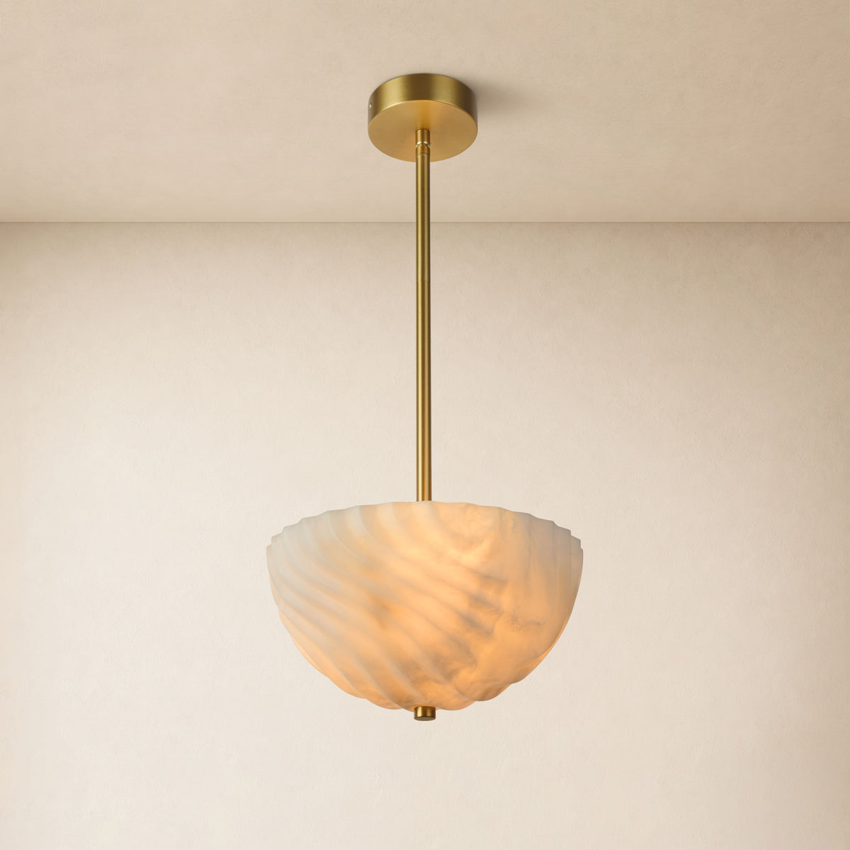 Nyrelle Resin Fluted Bowl Pendant Light 11.8"D