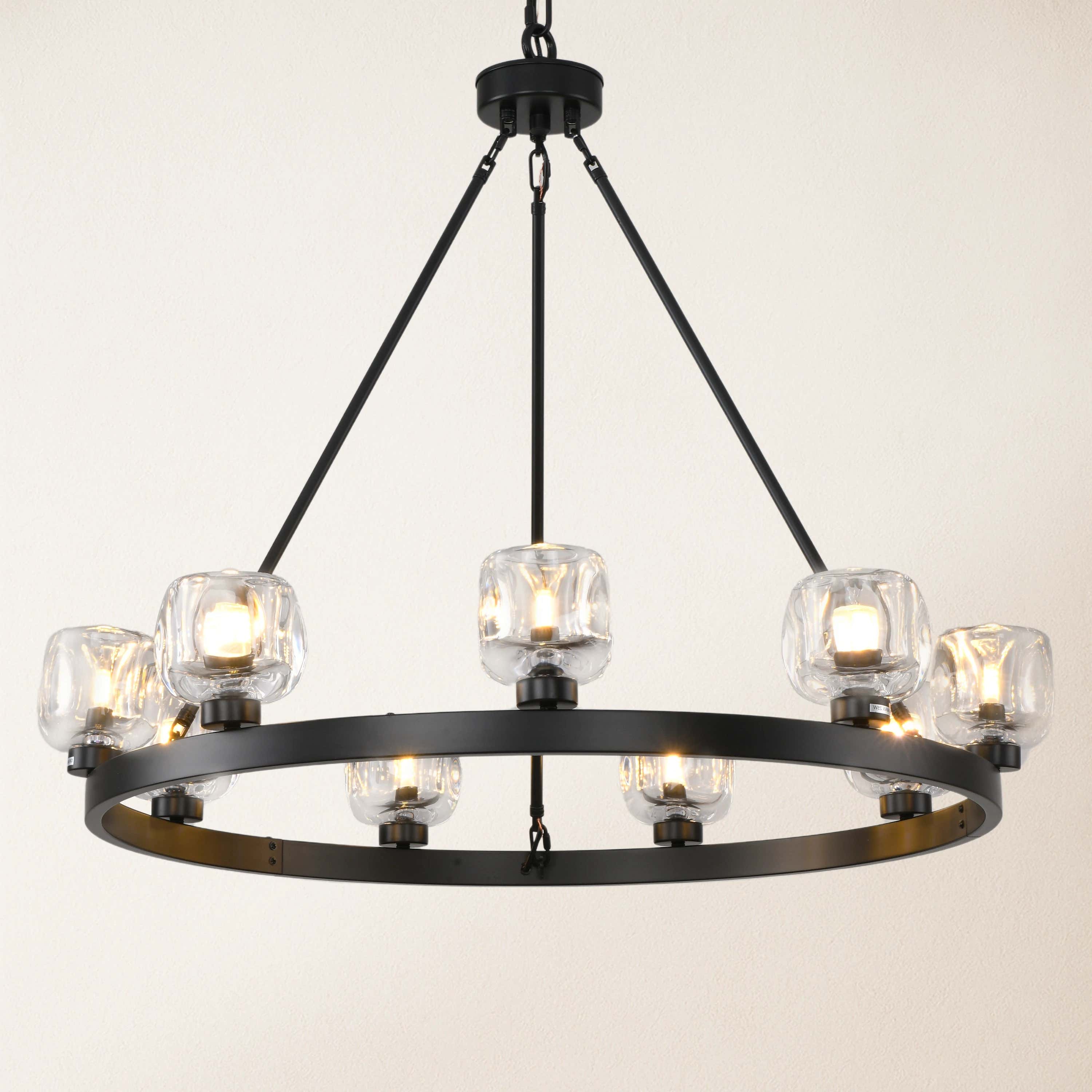 Vellum Round Chandelier 36"D#Finish_Black