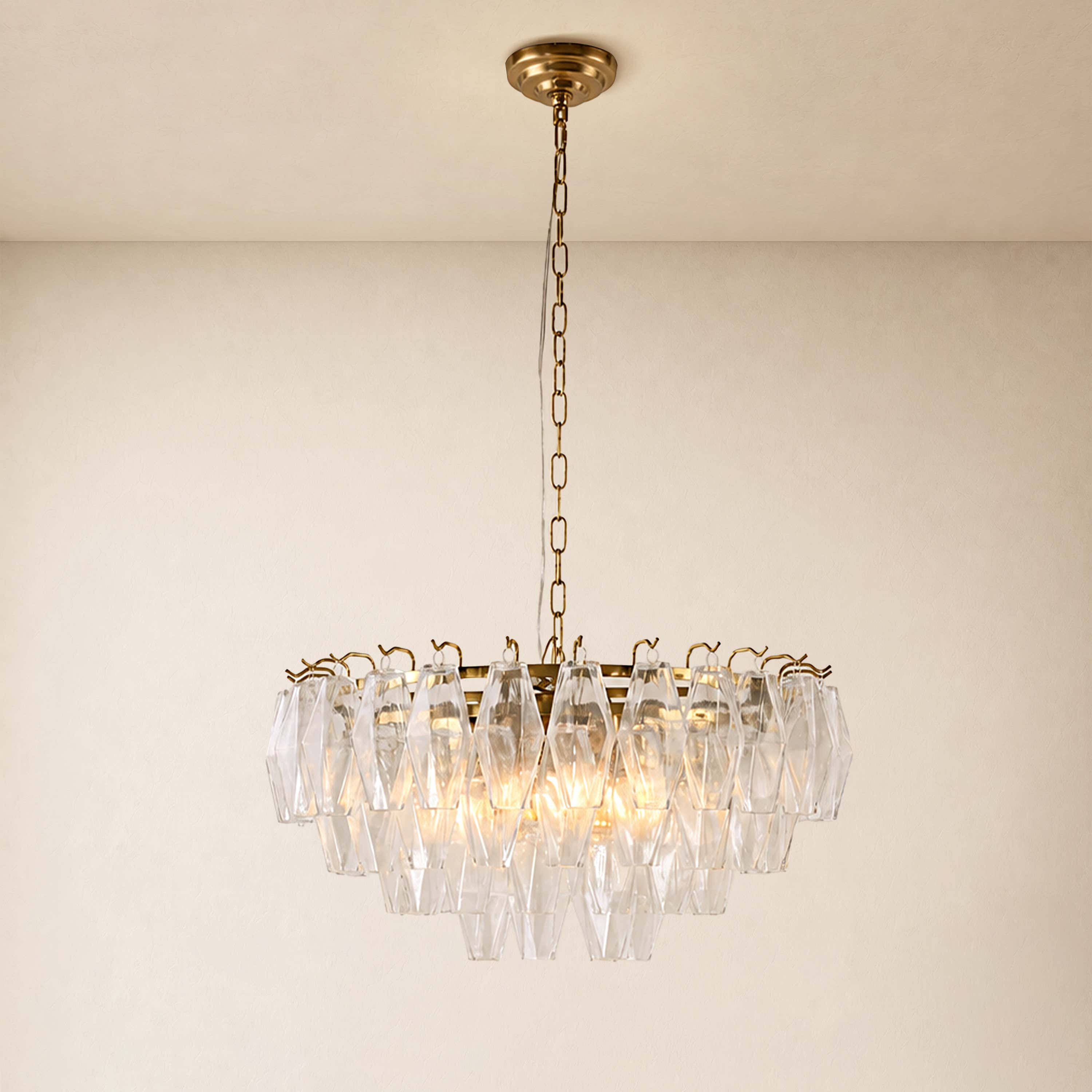 Celestial Drop Glass Round Chandelier 11.8"D