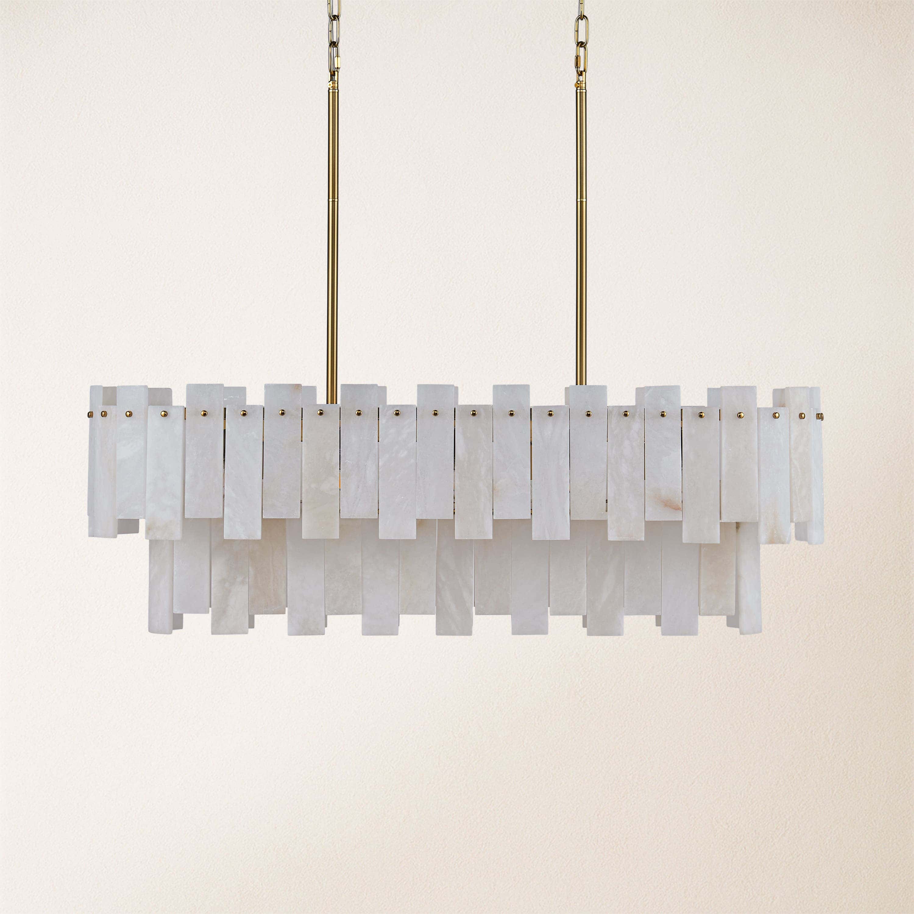 Nivislight Alabaster 2-Tier Rectangular Chandelier 40"D