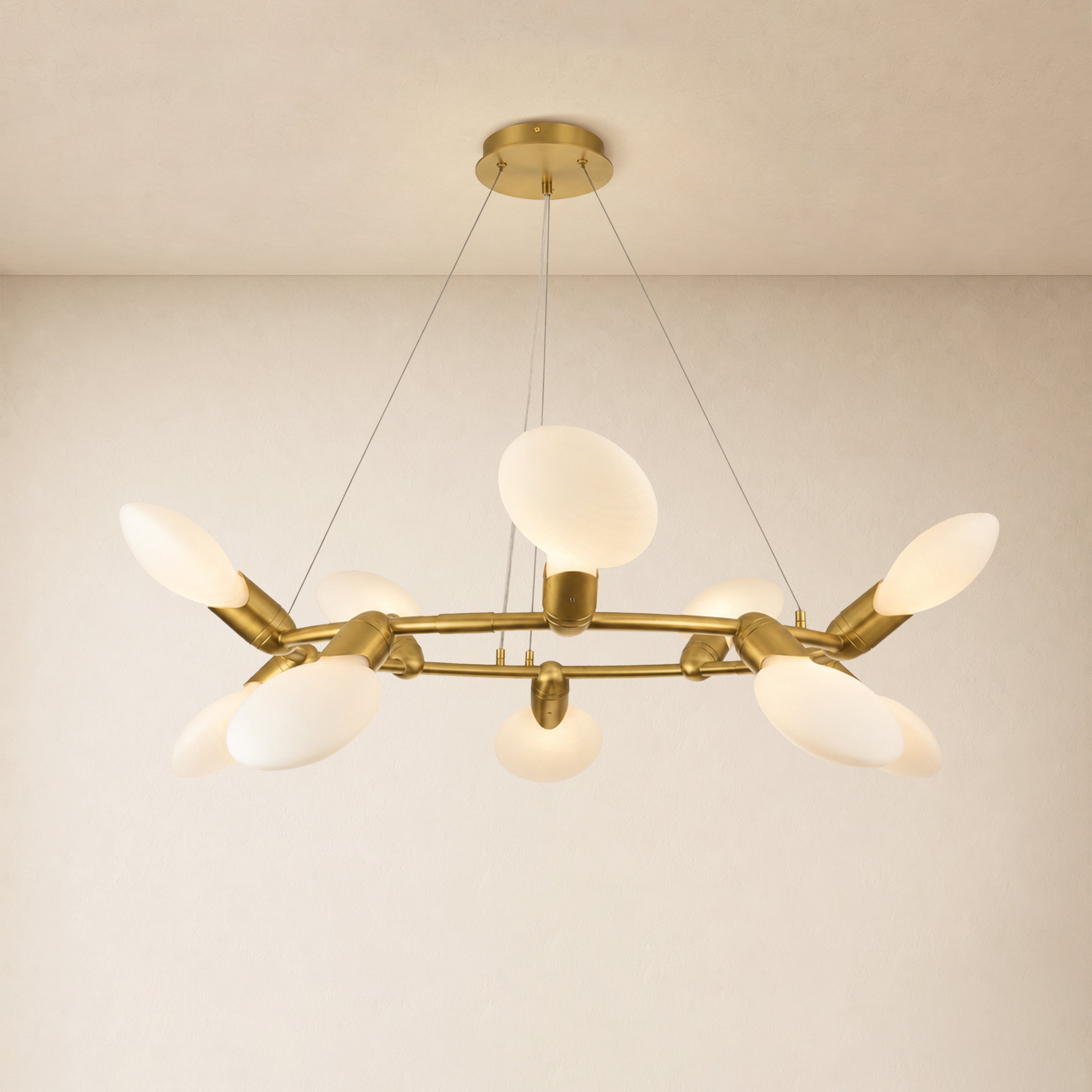 Calantha Petal Glass Round Chandelier 40"D#Finish_Gold