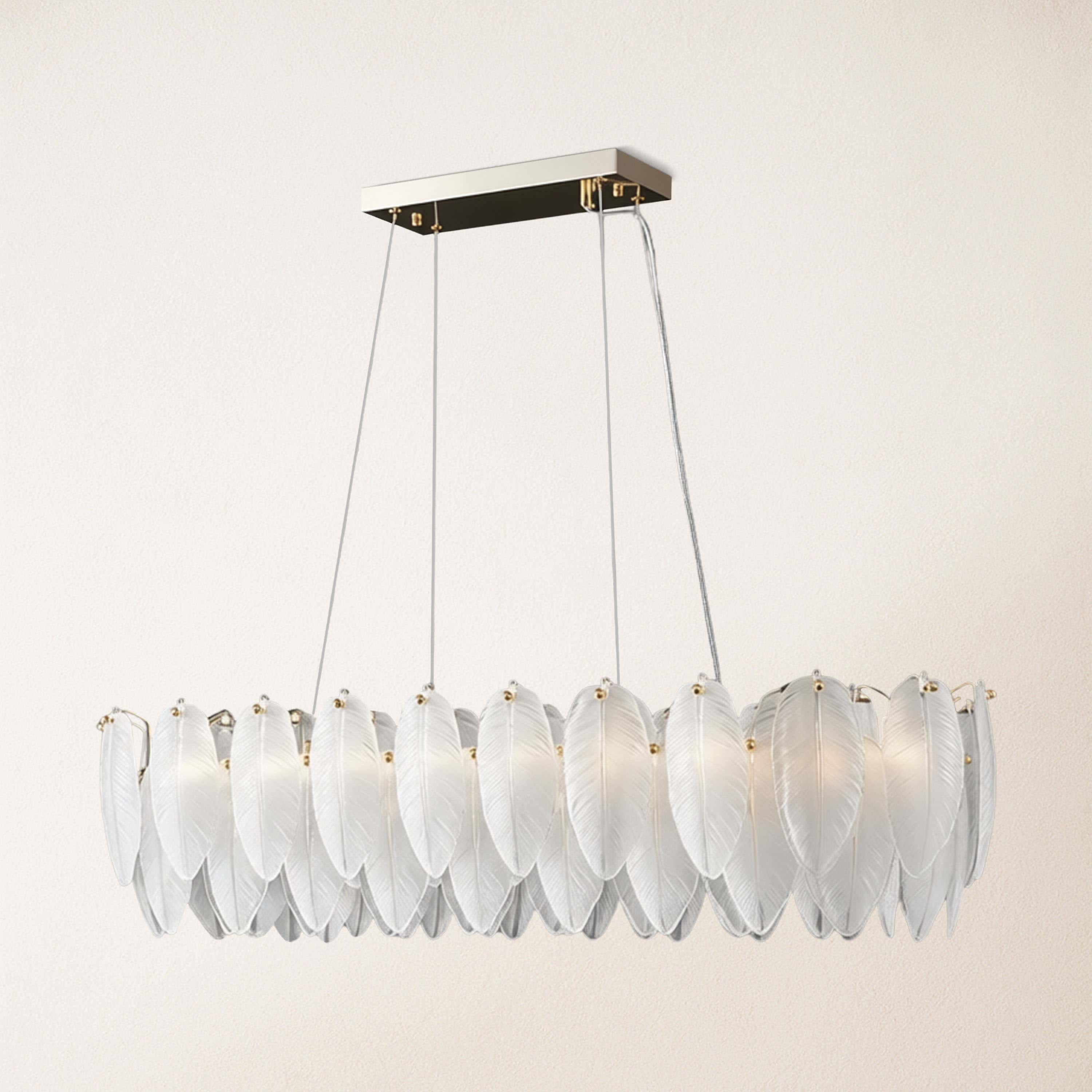 Avelis Glass Feather Linear Chandelier 32"W