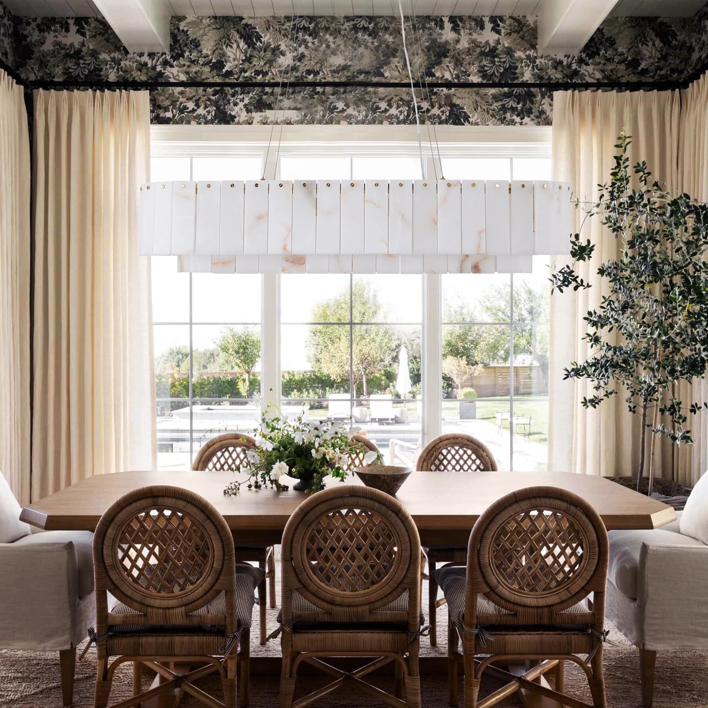 Sawyer Alabaster Oval Chandelier 40"#Finish_Gold