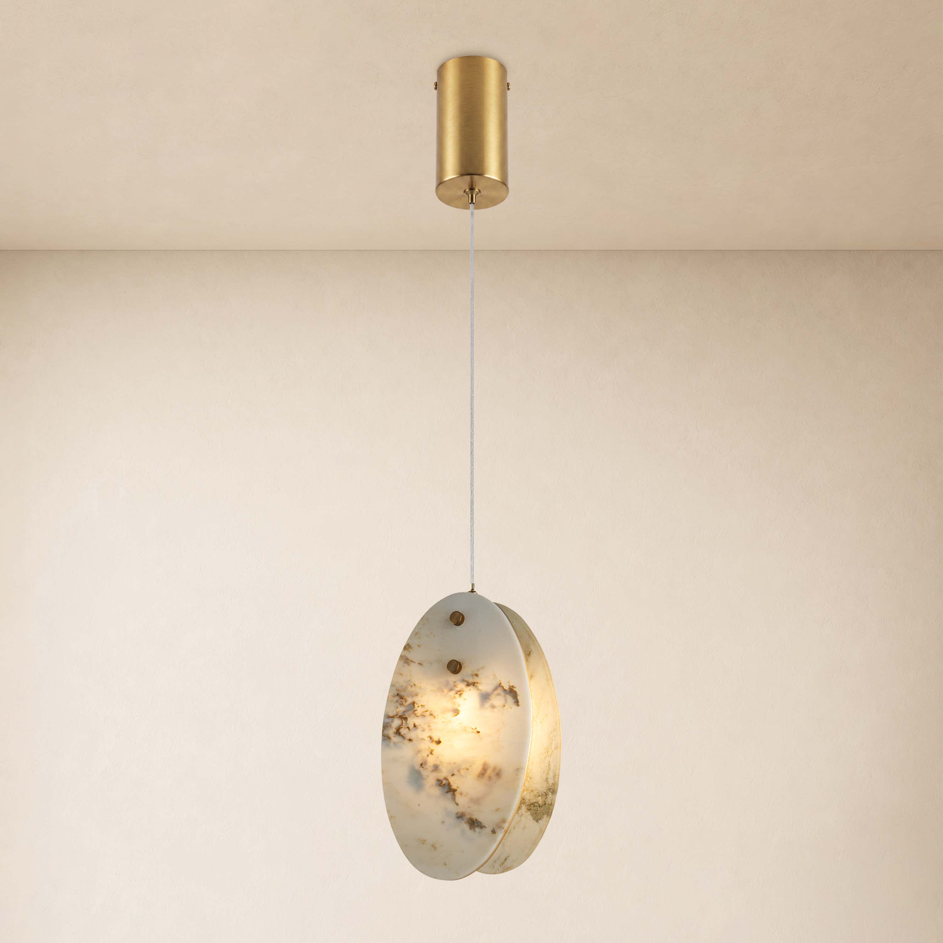 Pietra Marble Oval Pendant Light 5.9"D